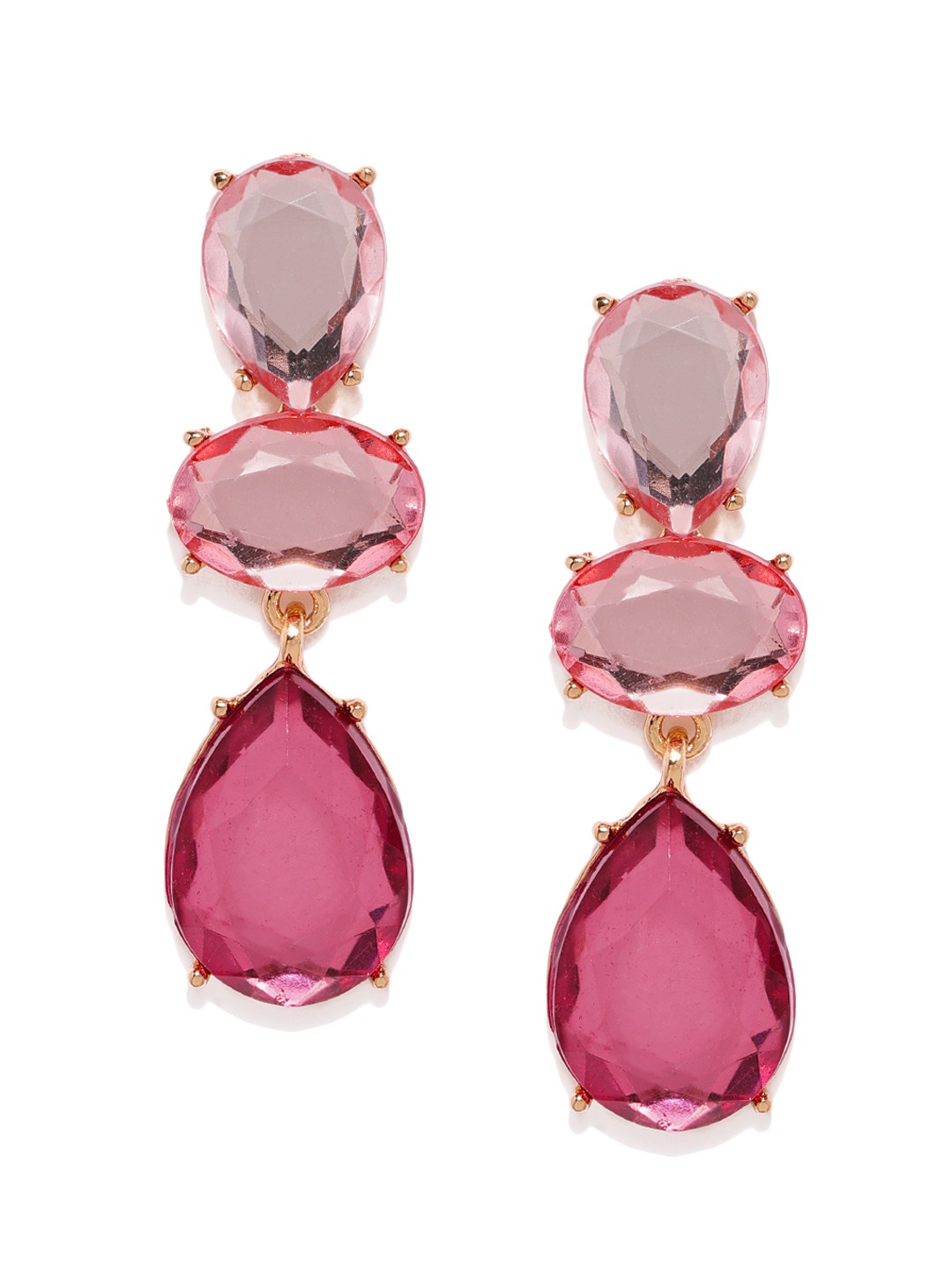 

justpeachy Pink & Gold-Toned Teardrop Shaped Drop Earrings