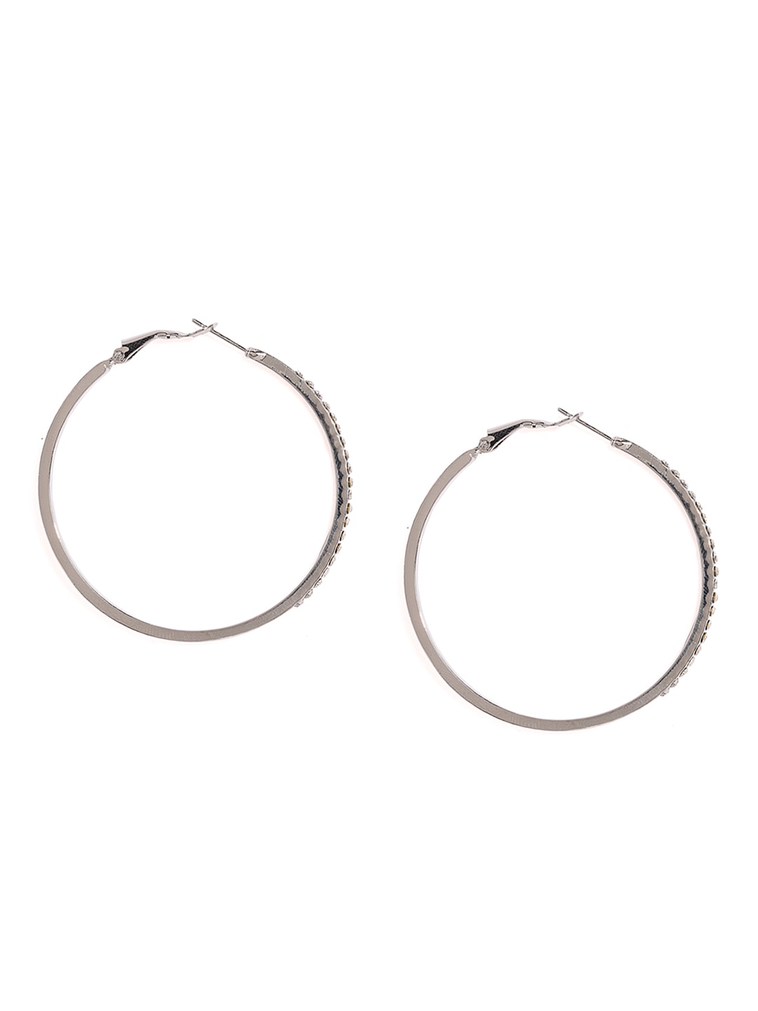 

justpeachy Silver-Toned Circular Hoop Earrings