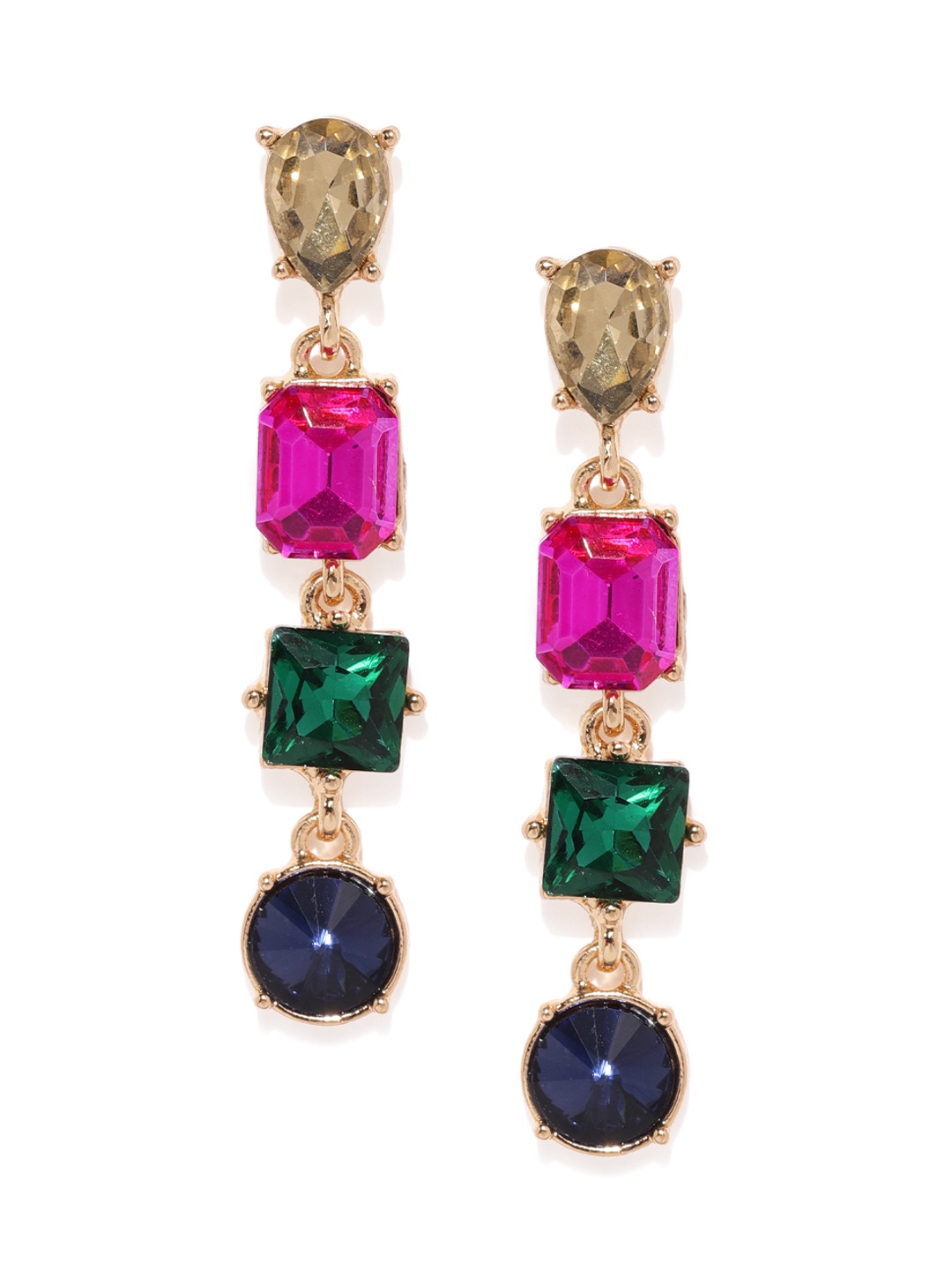 justpeachy Multicoloured Geometric Drop Earrings, Multi