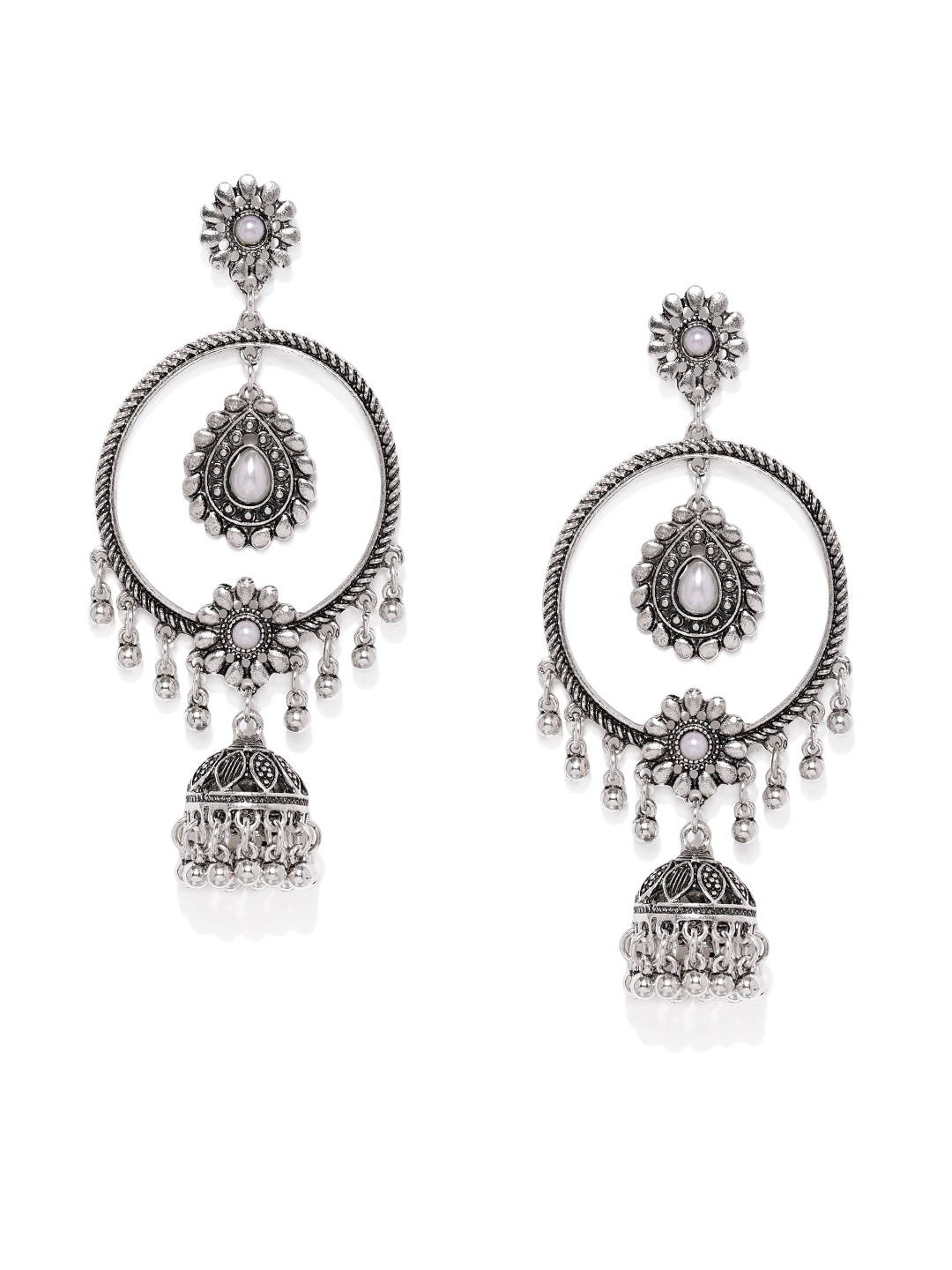 

justpeachy Oxidised Silver-Toned Classic Drop Earrings