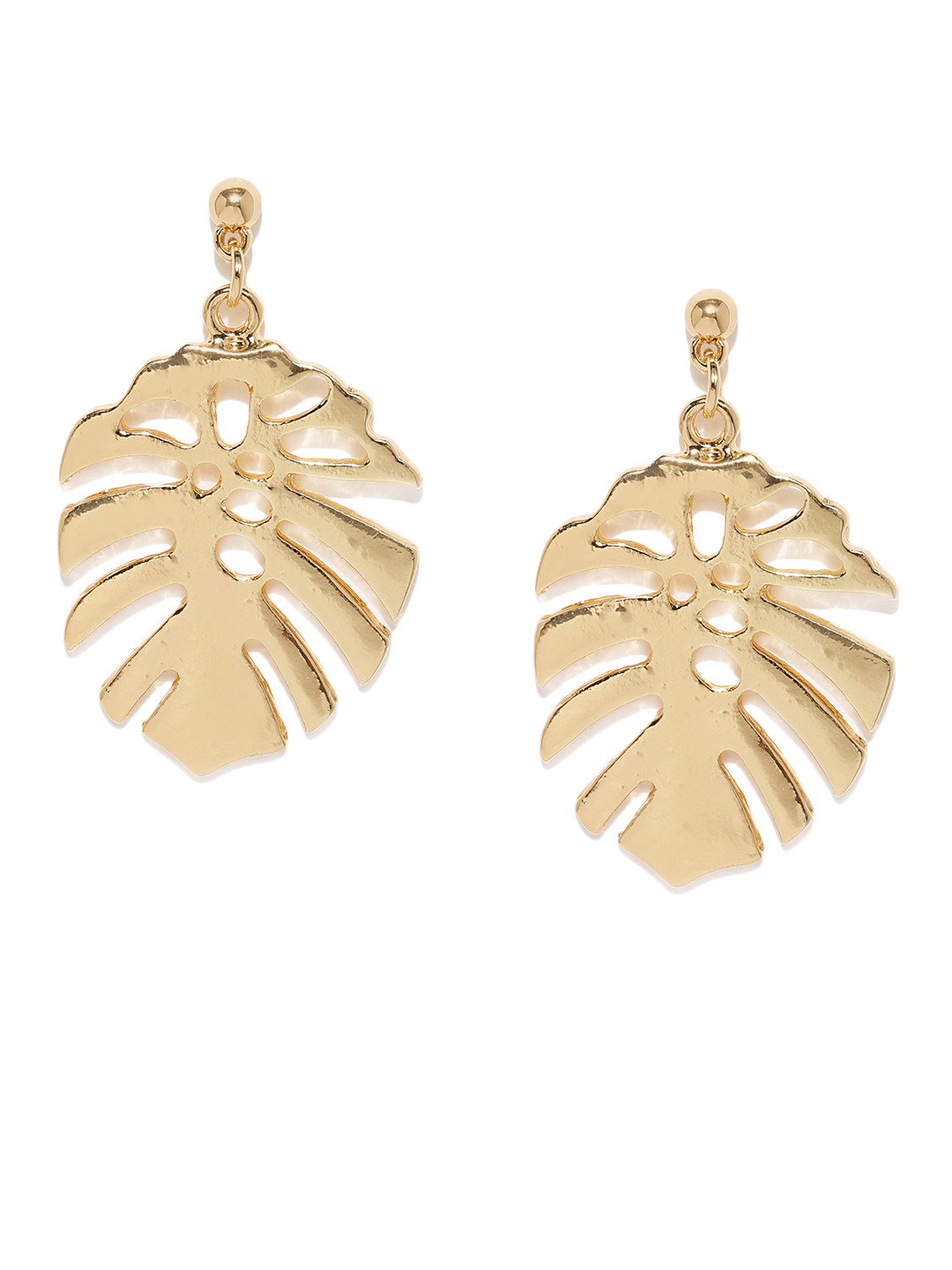 

justpeachy Gold-Toned Leaf Shaped Drop Earrings