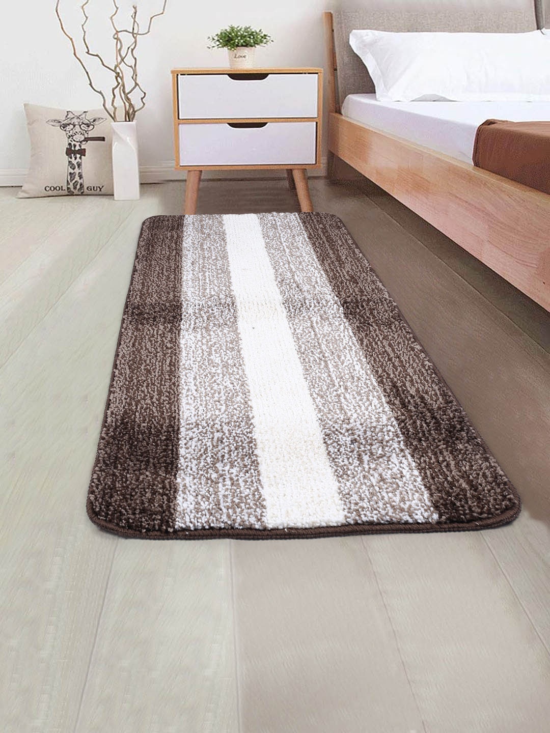 

Saral Home Grey Striped Runner, Brown