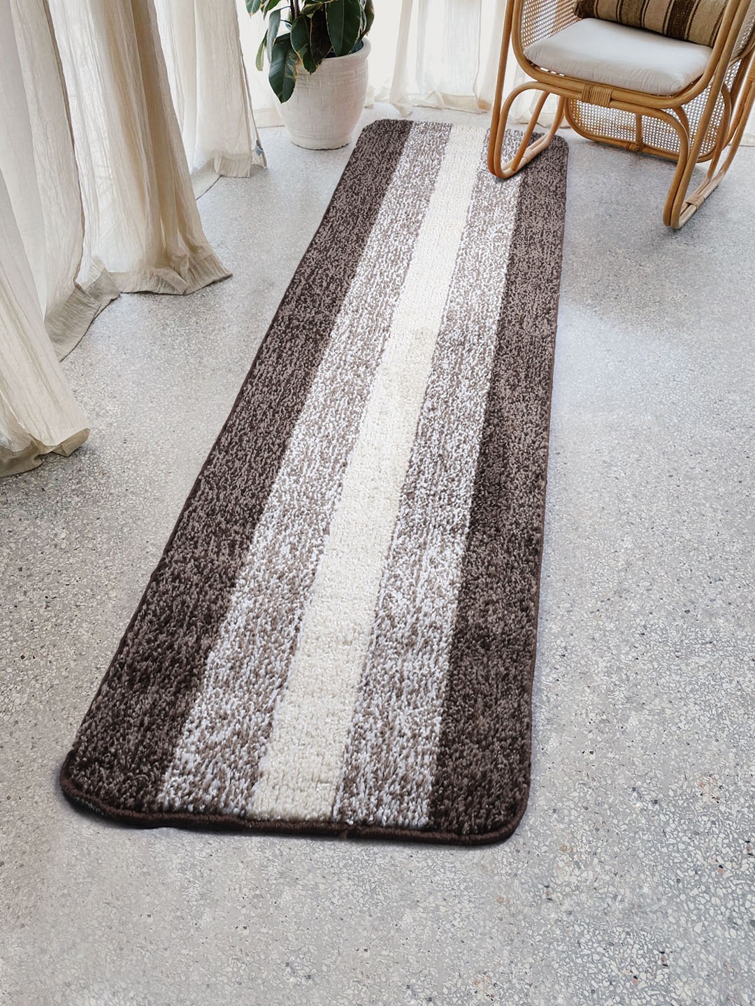 

Saral Home Brown & Beige Striped Microfibre Runner