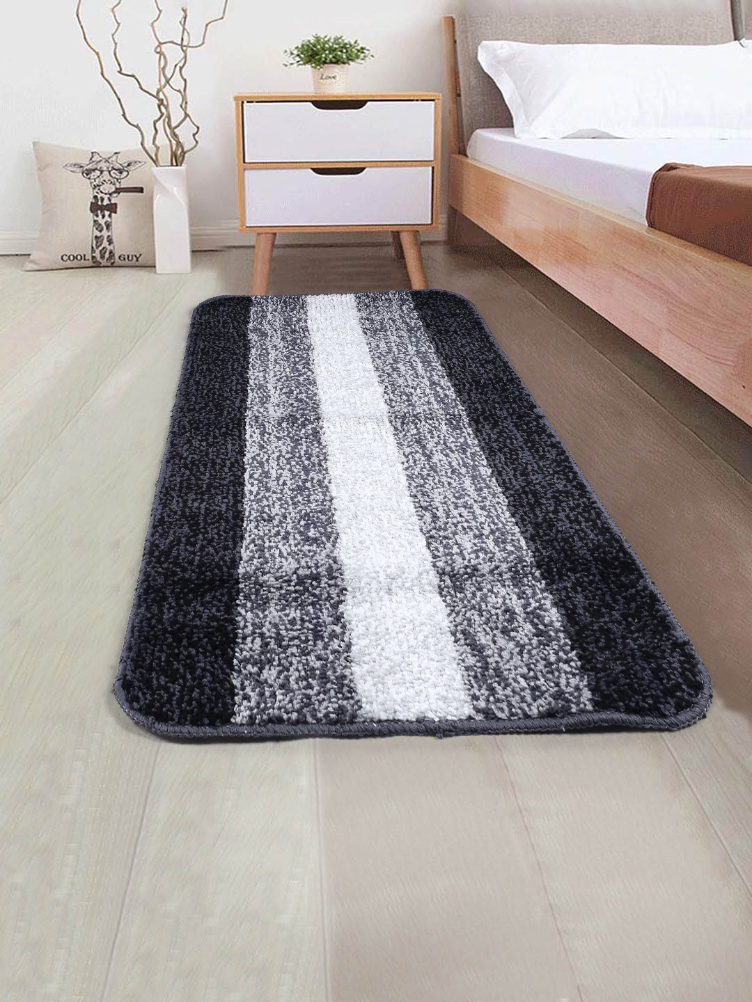 

Saral Home Brown & Off-White Striped Runner, Black