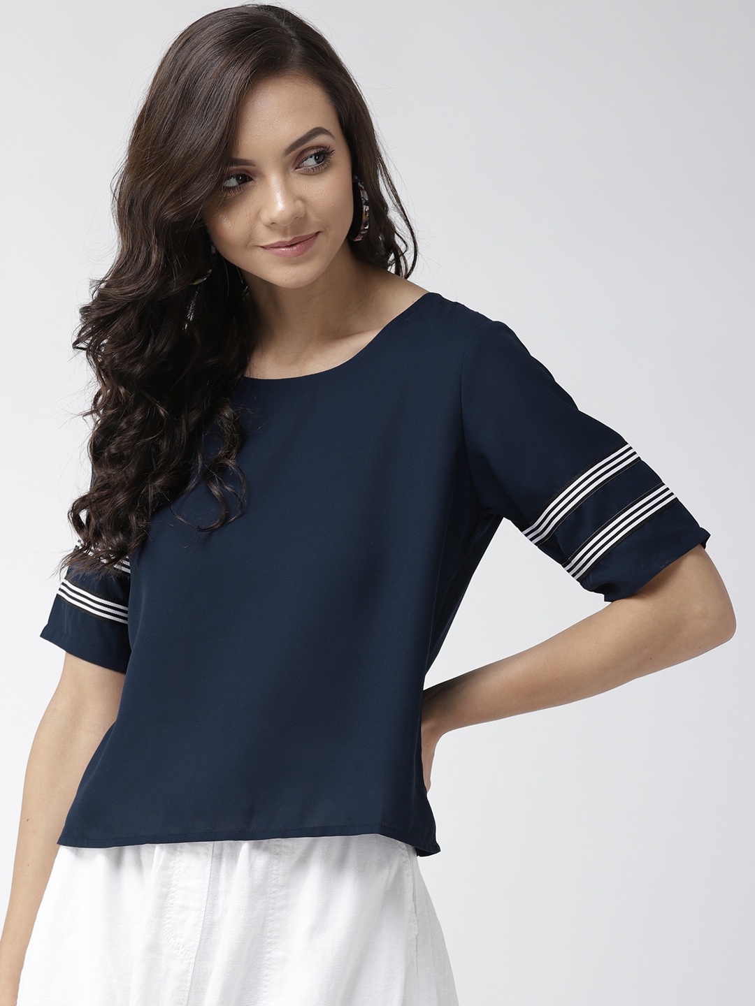 

Style Quotient Women Navy Blue Solid Top