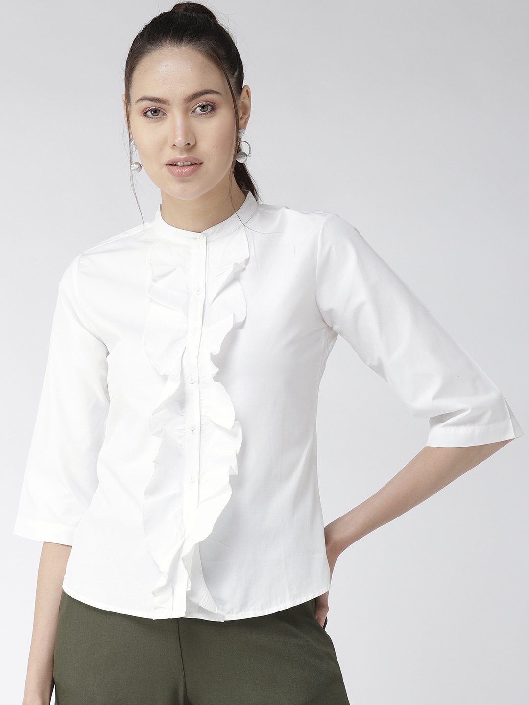 

Style Quotient Women White Classic Regular Fit Solid Casual Shirt