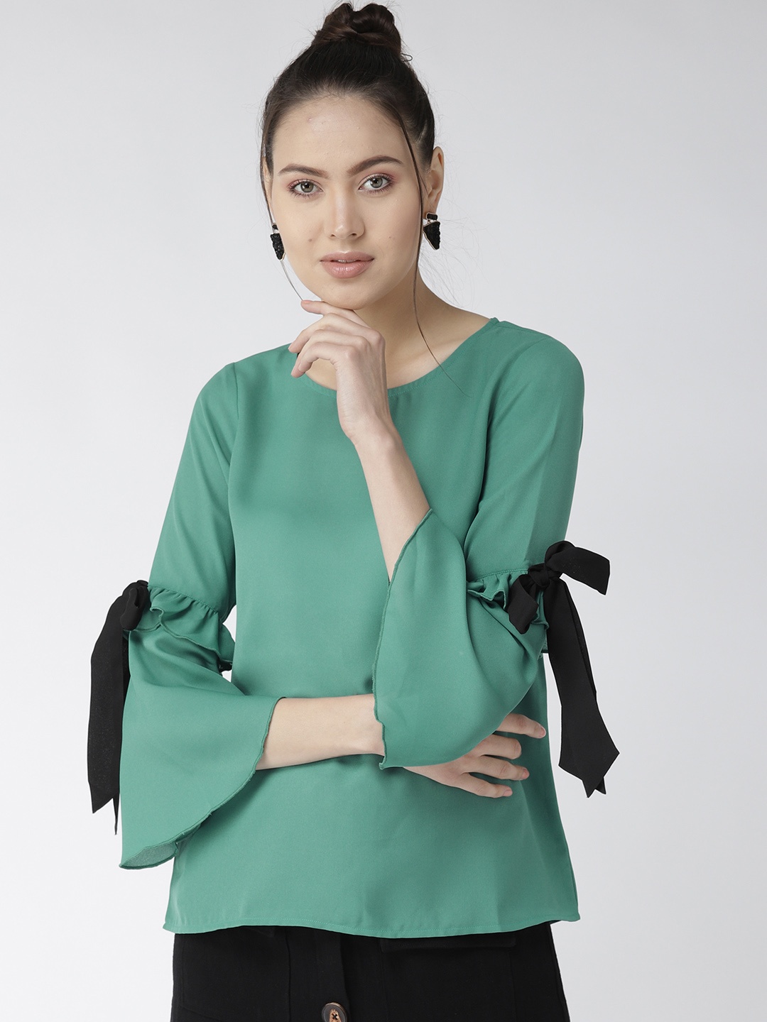 

Style Quotient Women Green Solid Top