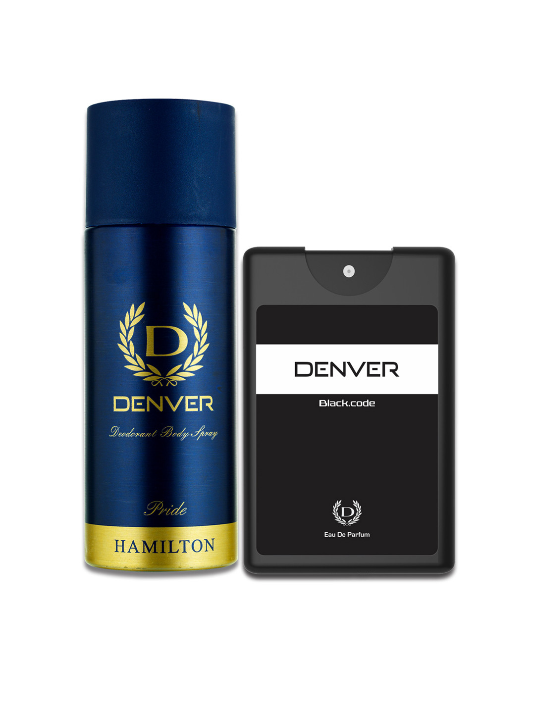 

Denver Men Set of Hamilton Pride Deodorant Spray & Black Code Pocket Perfume, Navy blue