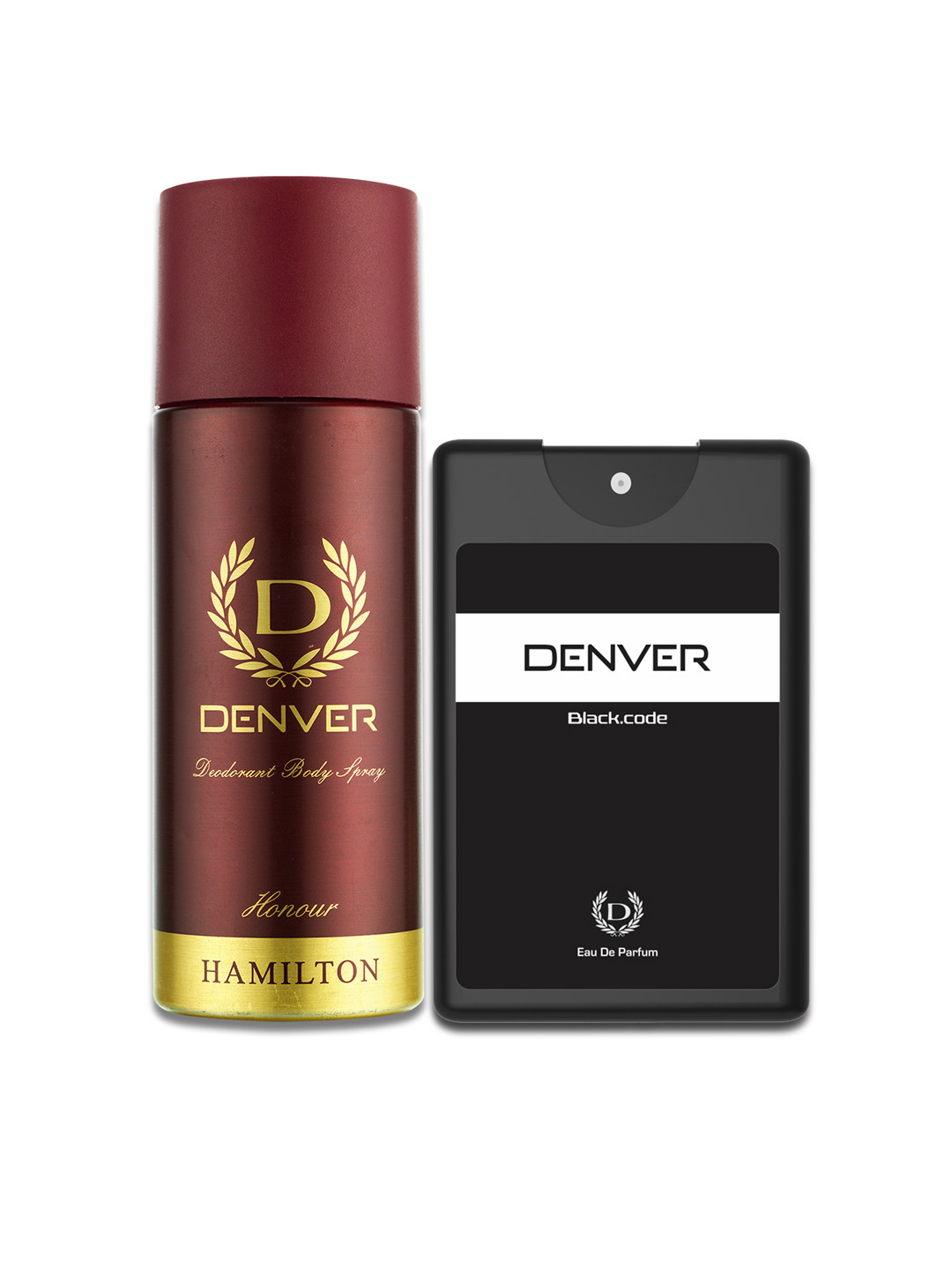 

Denver Men Set of Hamilton Honour Deodorant Body Spray & Black Code Pocket Perfume, Burgundy