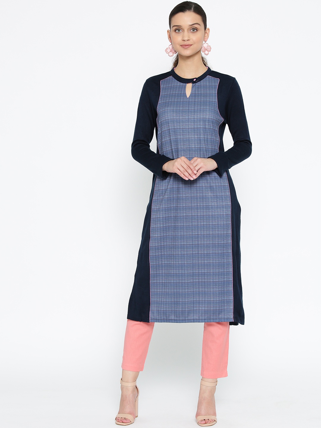 

AURELIA Women Blue Printed Straight Kurta