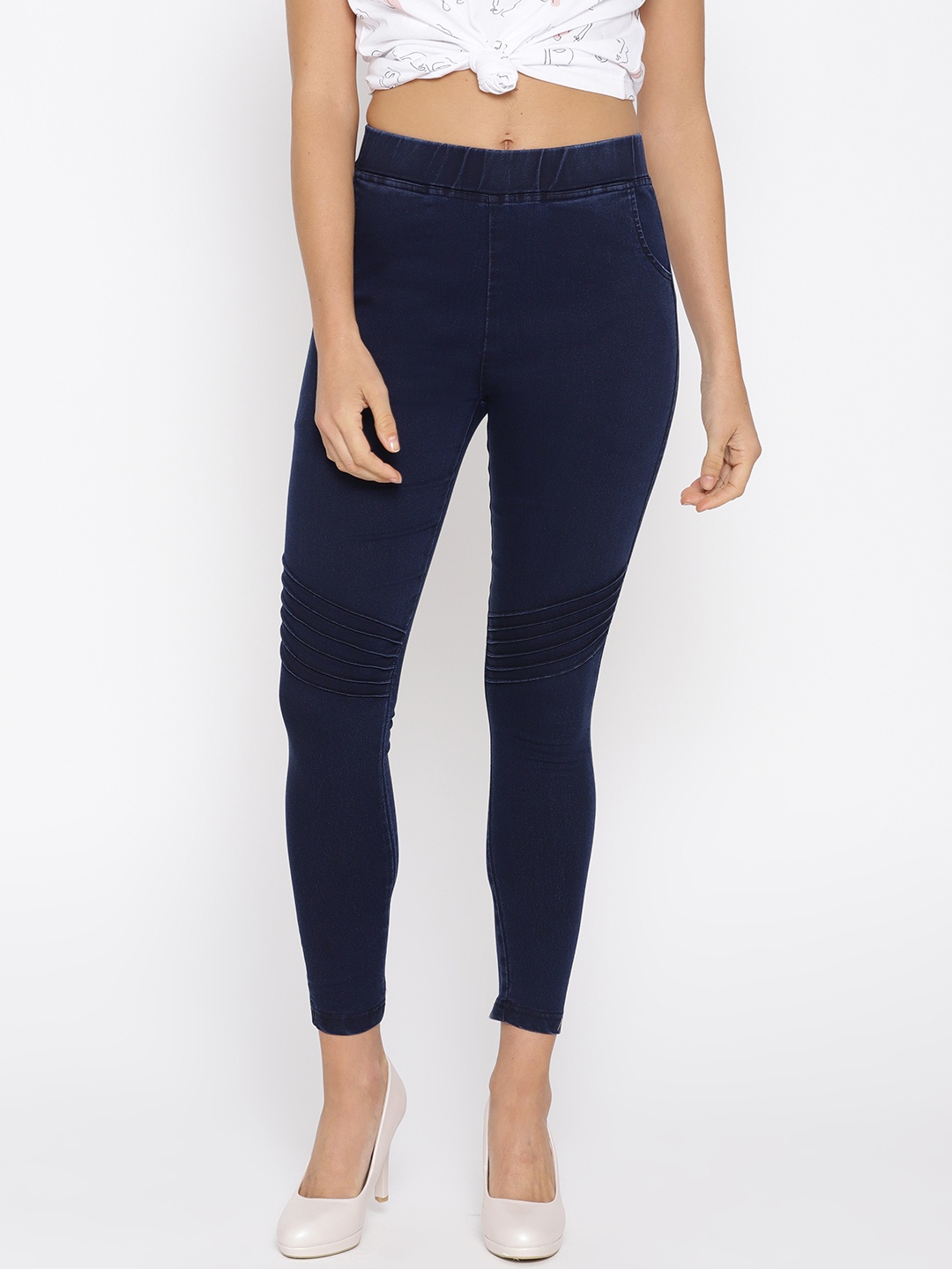 

Aurelia Women Navy Blue Solid Cropped Jeggings