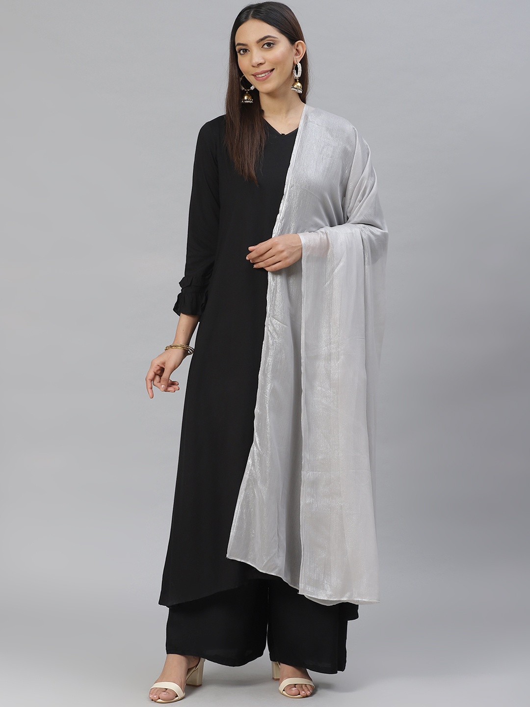 

AURELIA Grey Sheen Effect Dupatta