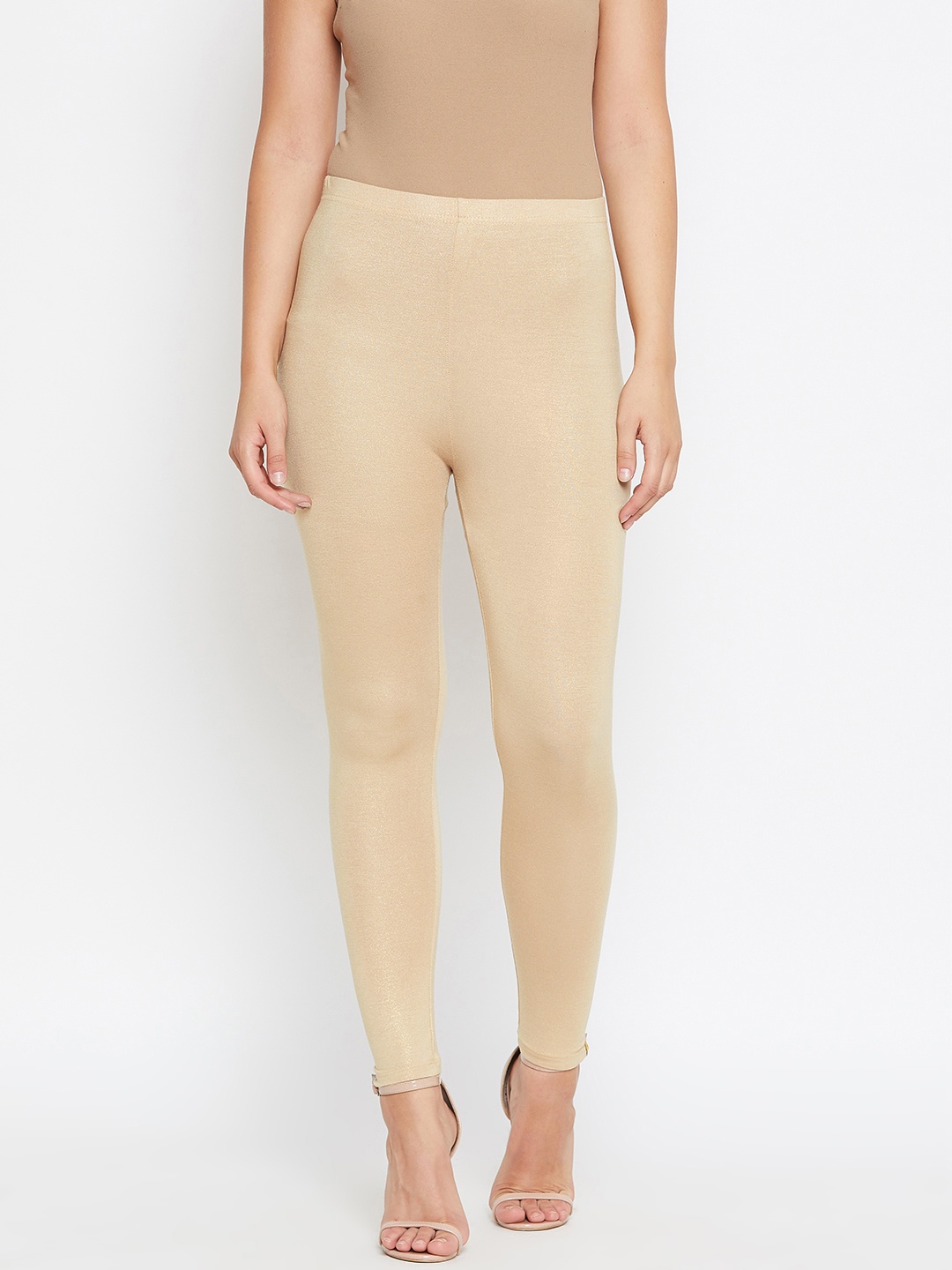 

AURELIA Women Golden Solid Ankle Length Leggings, Gold