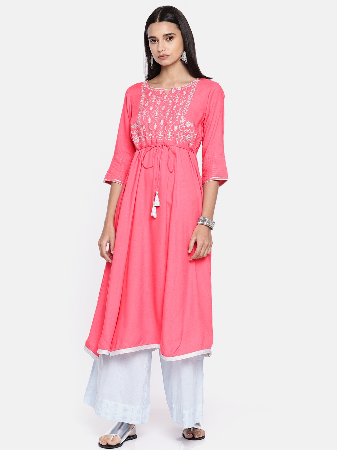 

AURELIA Women Pink Yoke Design A-Line Kurta