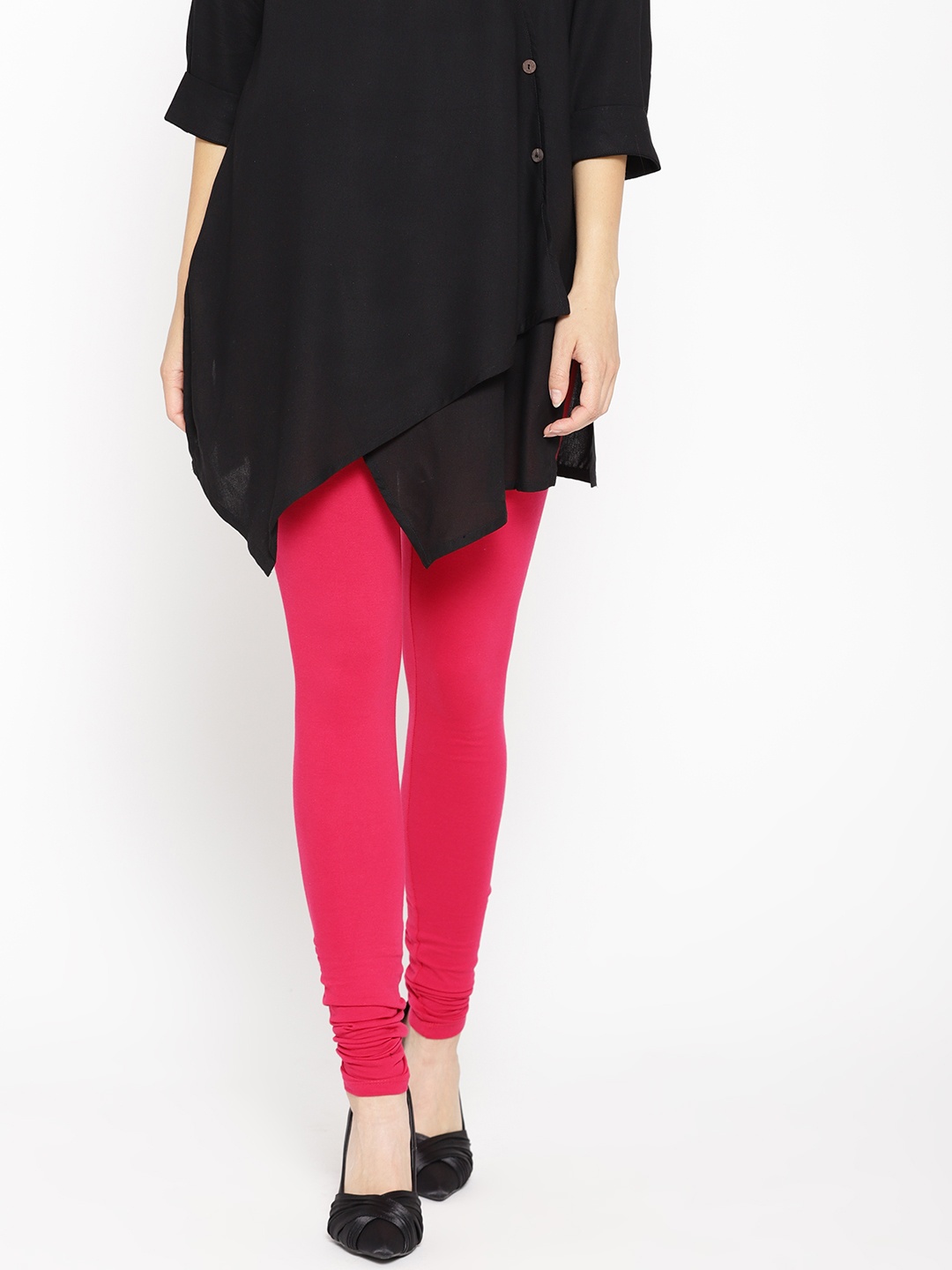 

AURELIA Solid Cotton Leggings, Fuchsia