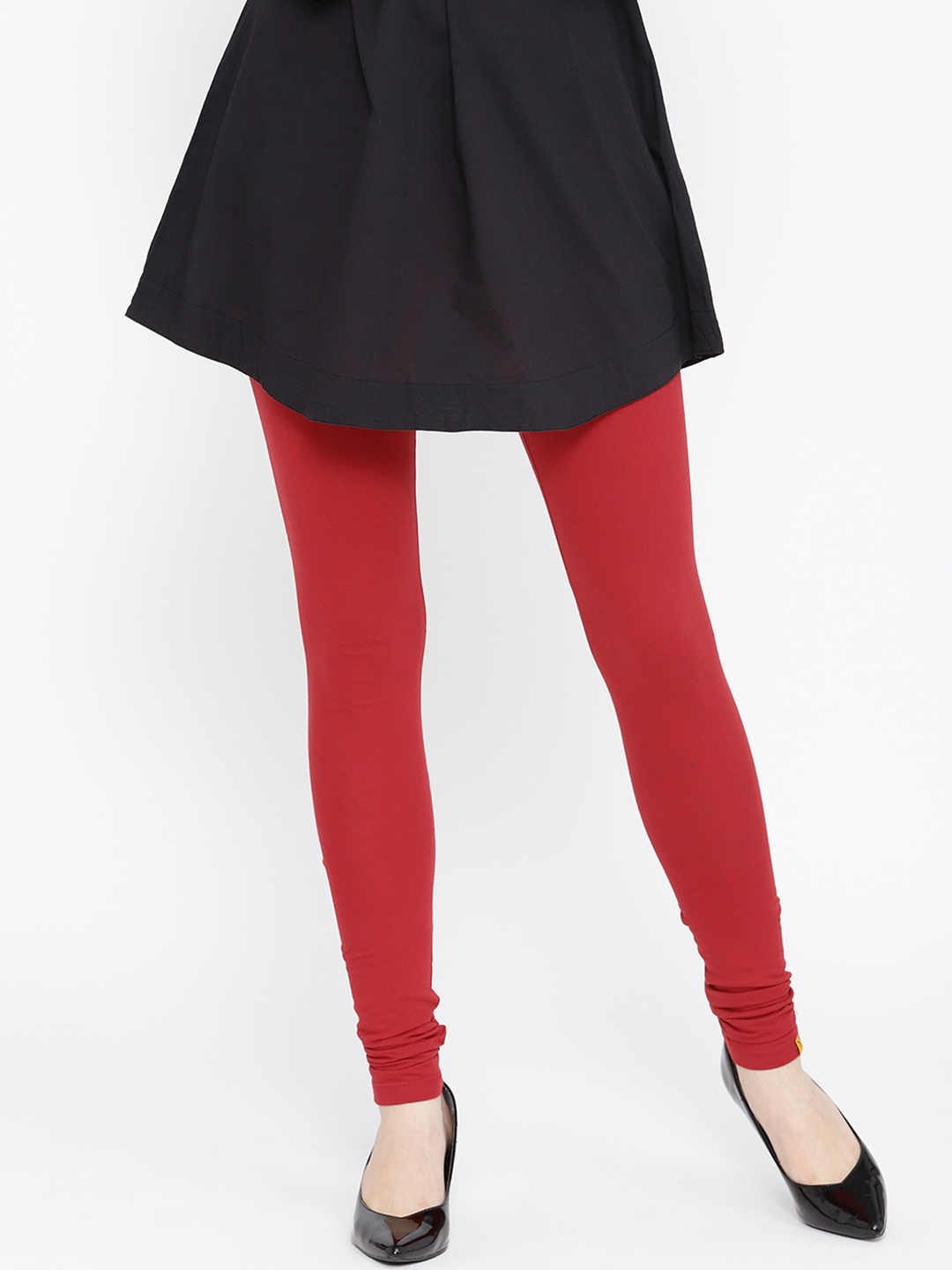 

AURELIA Women Red Solid Churidar Length Leggings