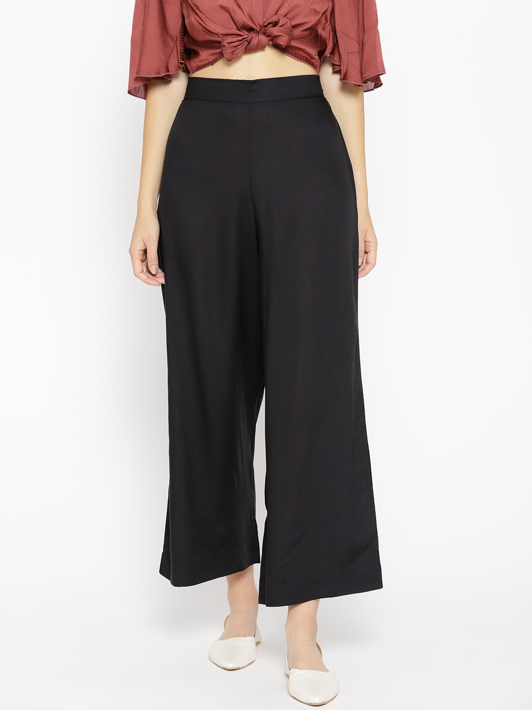 

AURELIA Women Black Solid Cropped Palazzos