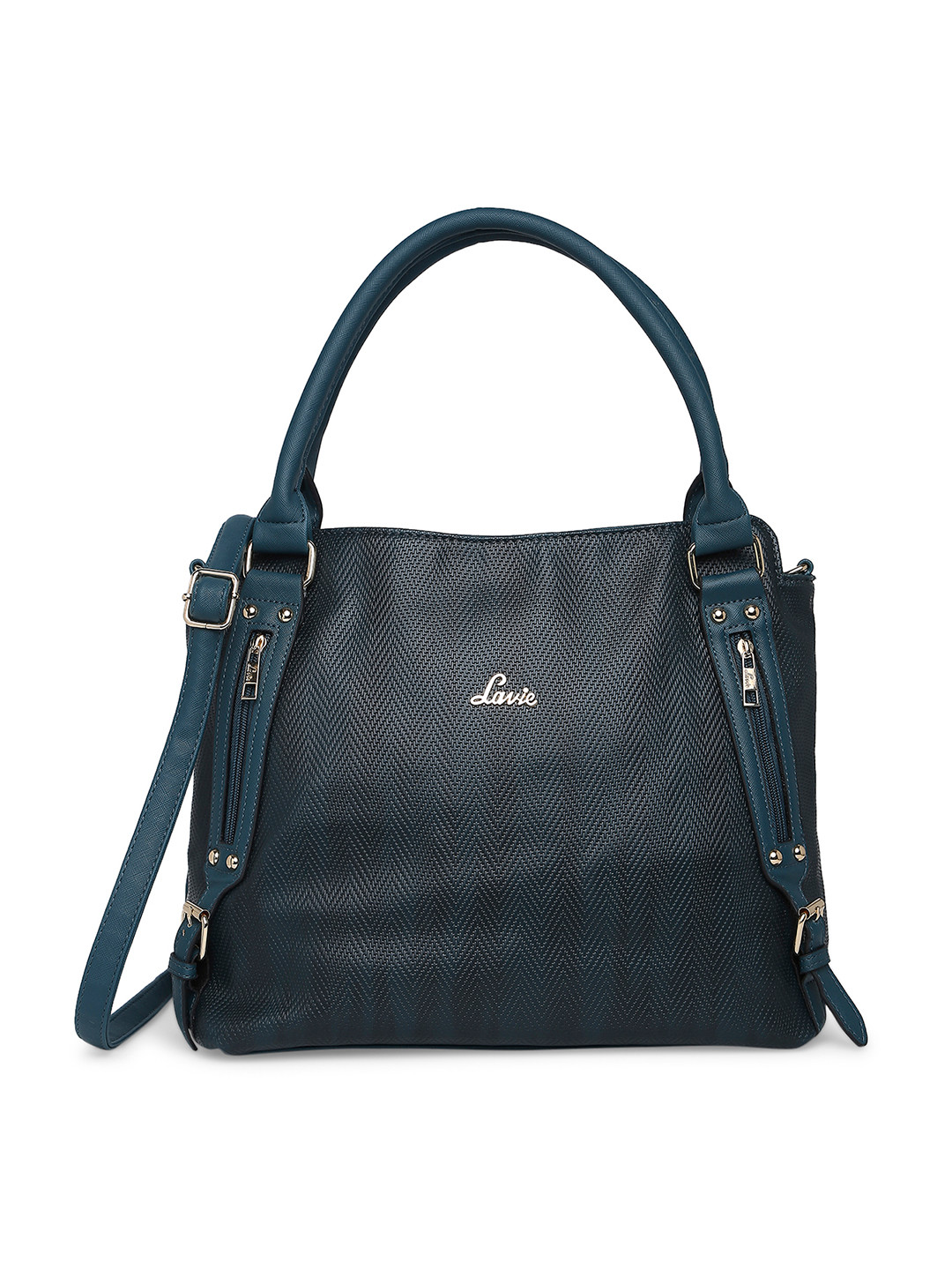 

Lavie Olive Green Self Design Handheld Bag