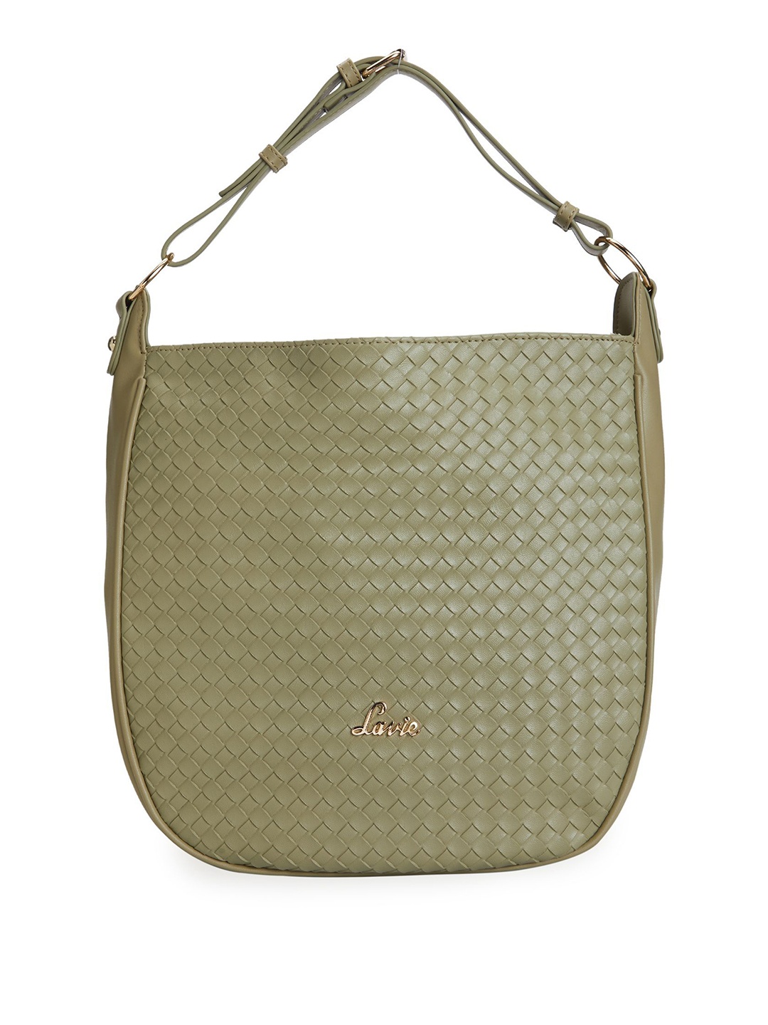 

Lavie Olive Green Textured Hobo Bag