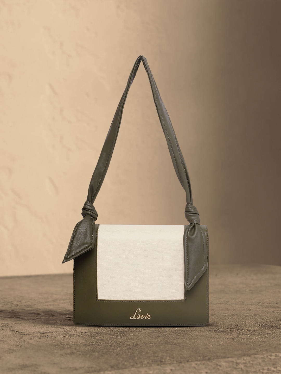 

Lavie Olive Green & Beige Colourblocked Shoulder Bag