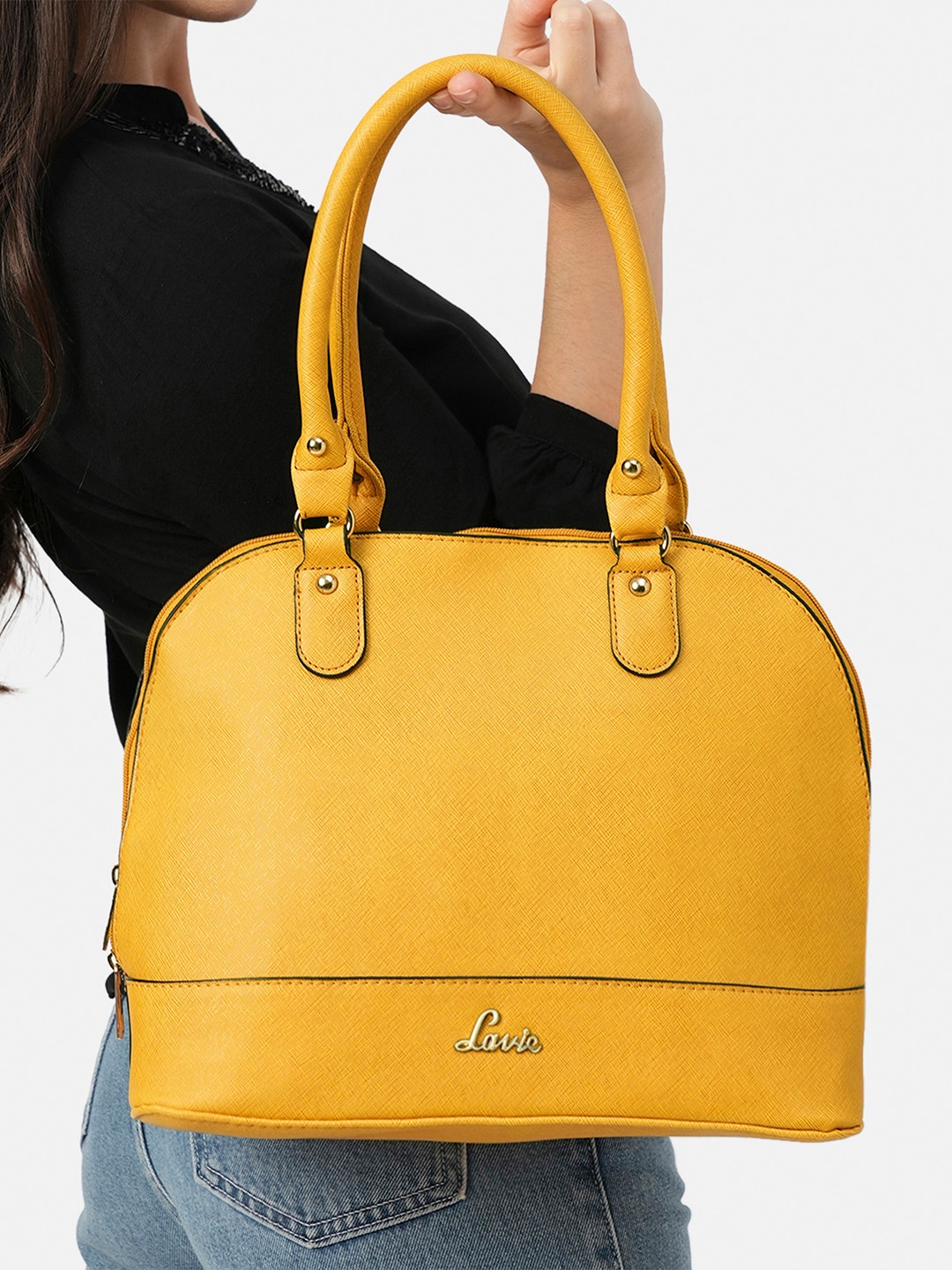 

Lavie Bardsey Women Mustard Yellow Medium Satchel