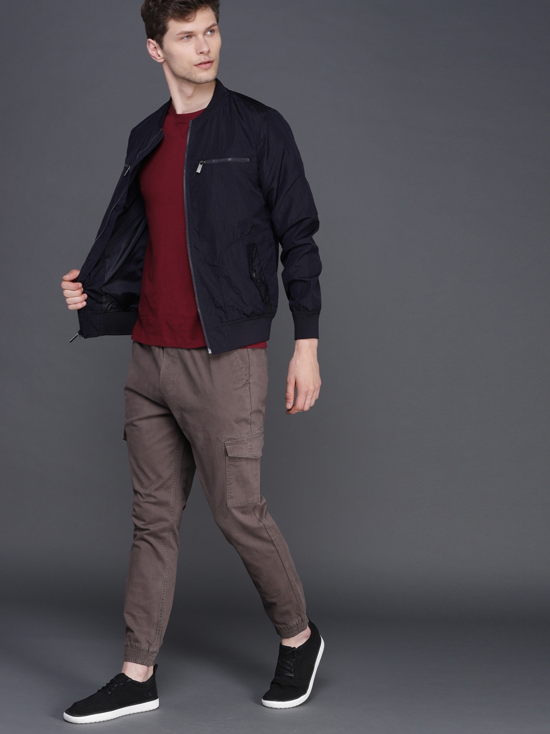 

WROGN Men Navy Blue Solid Tailored Jacket
