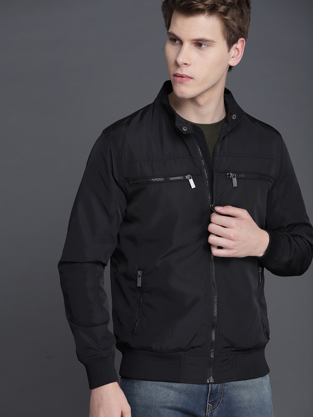 

WROGN Men Black Solid Bomber Jacket