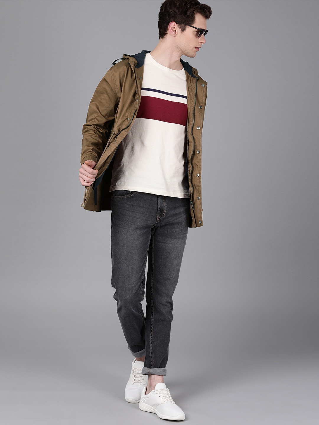 

WROGN Men Khaki Solid Slim Fit Tailored Jacket