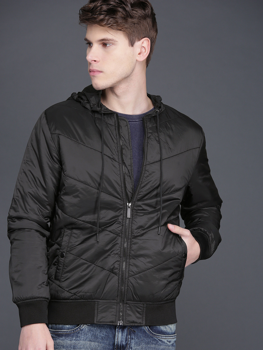 

WROGN Men Black Solid Bomber Jacket