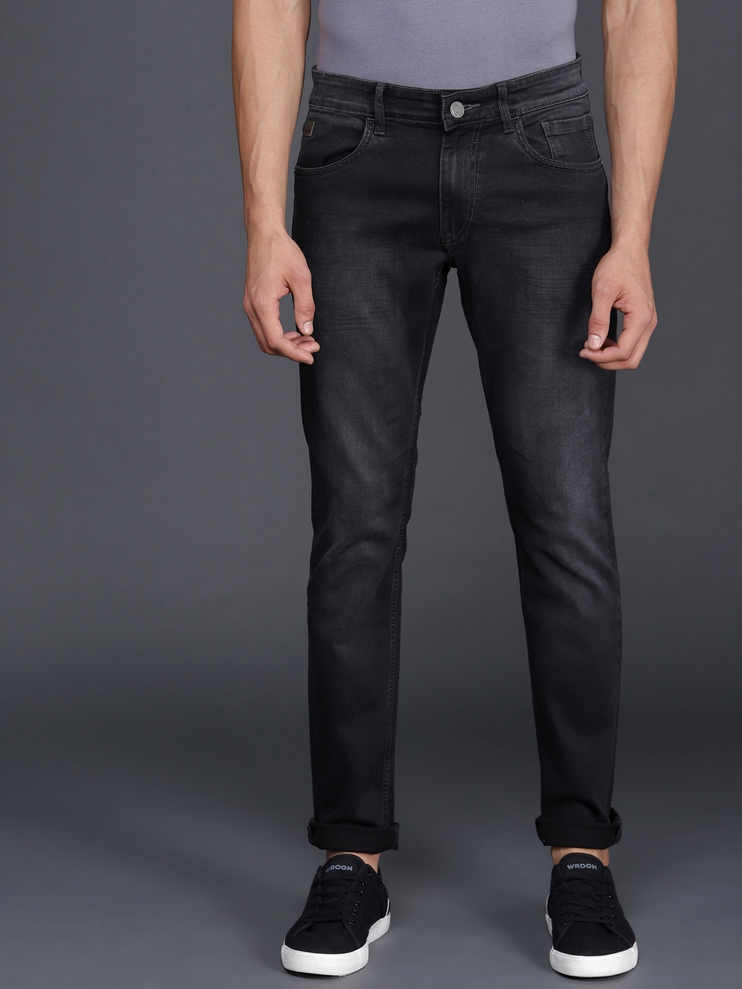 

WROGN Men Black Slim Fit Mid-Rise Clean Look Stretchable Jeans