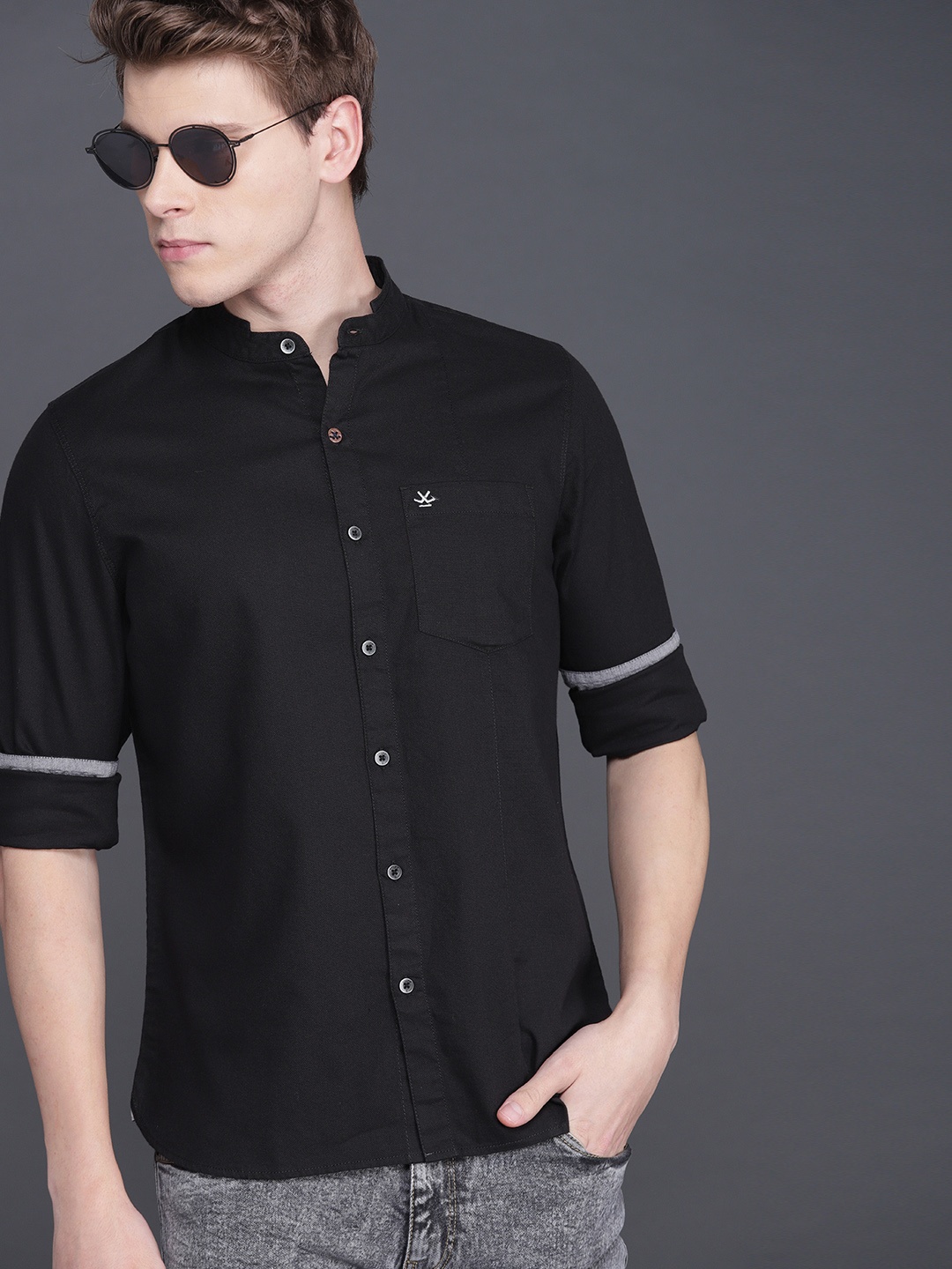 

WROGN Men Black Slim Fit Solid Casual Shirt