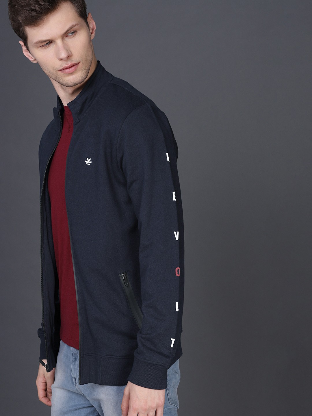 

WROGN Men Navy Blue Solid Sweatshirt