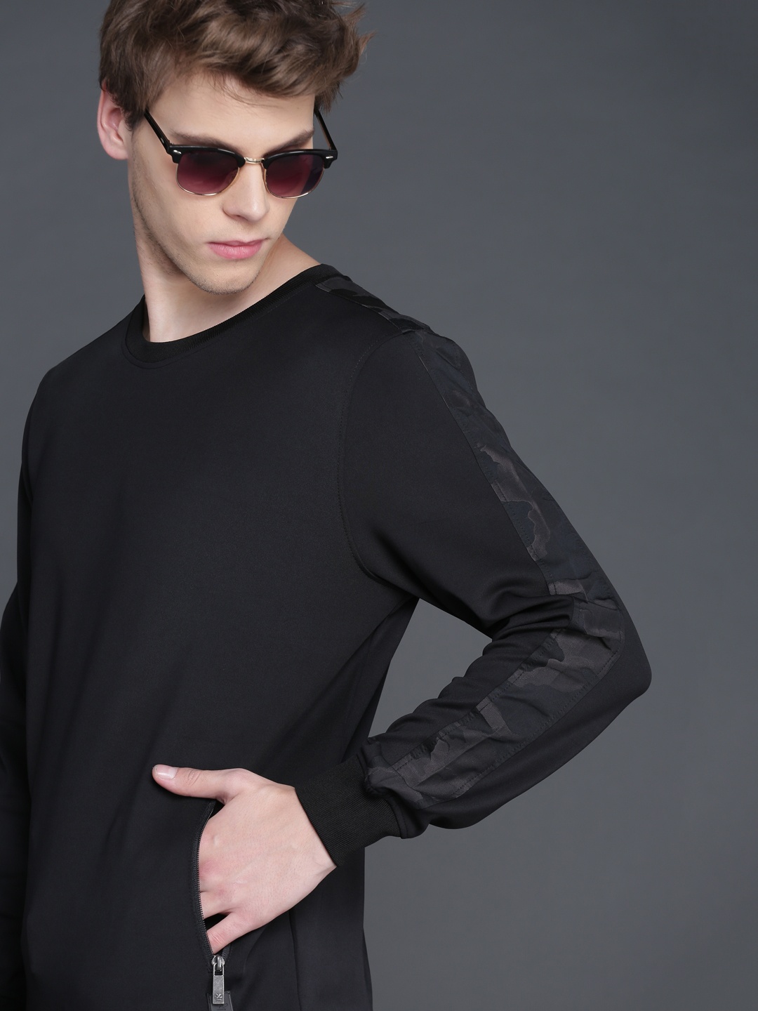 

WROGN Men Black Solid Pullover Sweatshirt