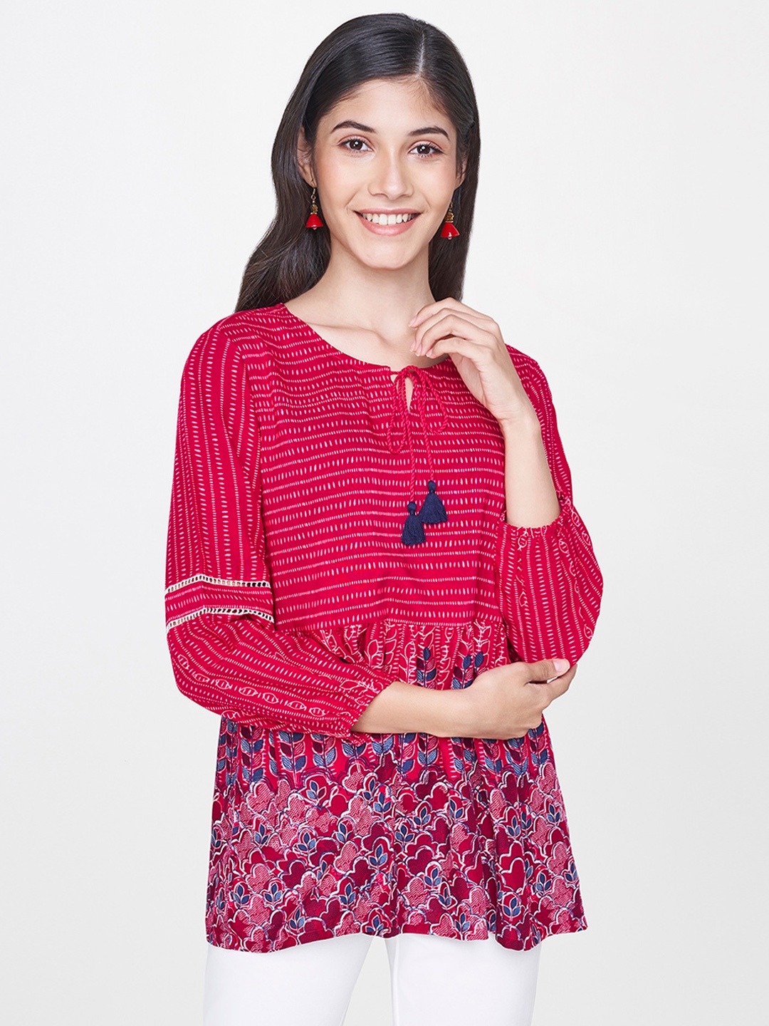 

Global Desi Women Pink Floral Printed Top