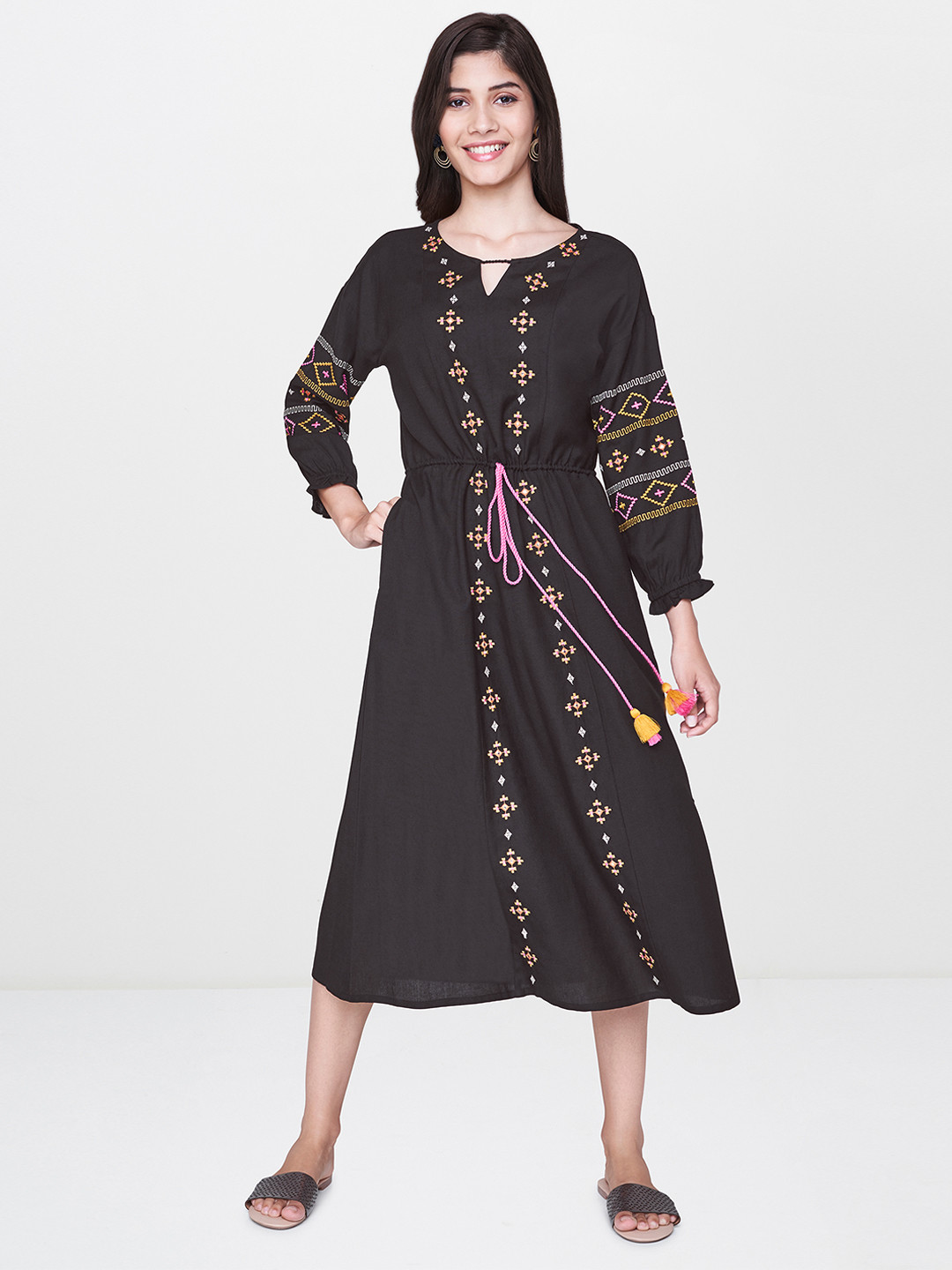 

Global Desi Women Black Fit and Flare Dress