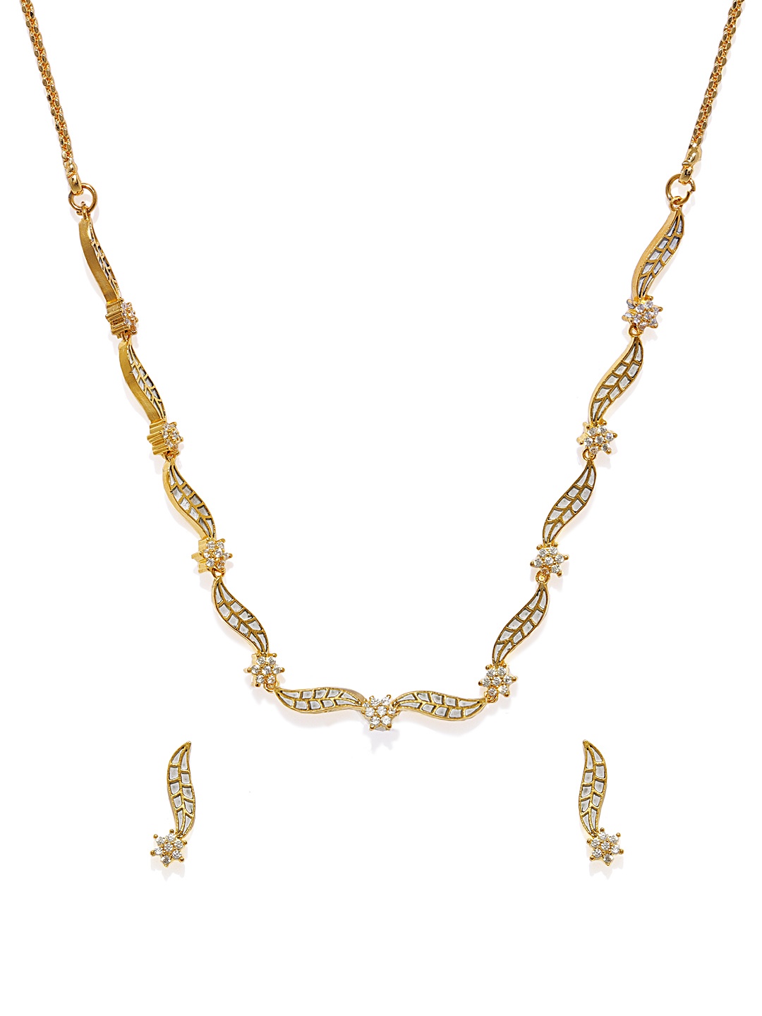 

AccessHer Gold-Plated CZ Stone Studded Jewellery Set, Grey