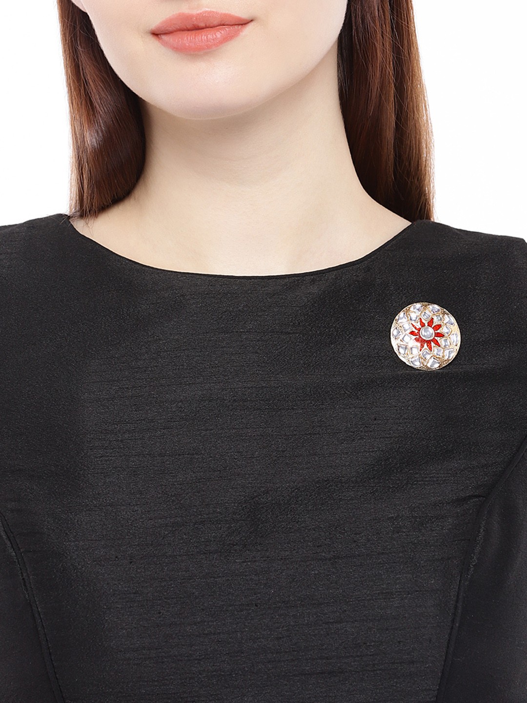 

AccessHer Unisex Gold-plated & Red Enamelled Brooch