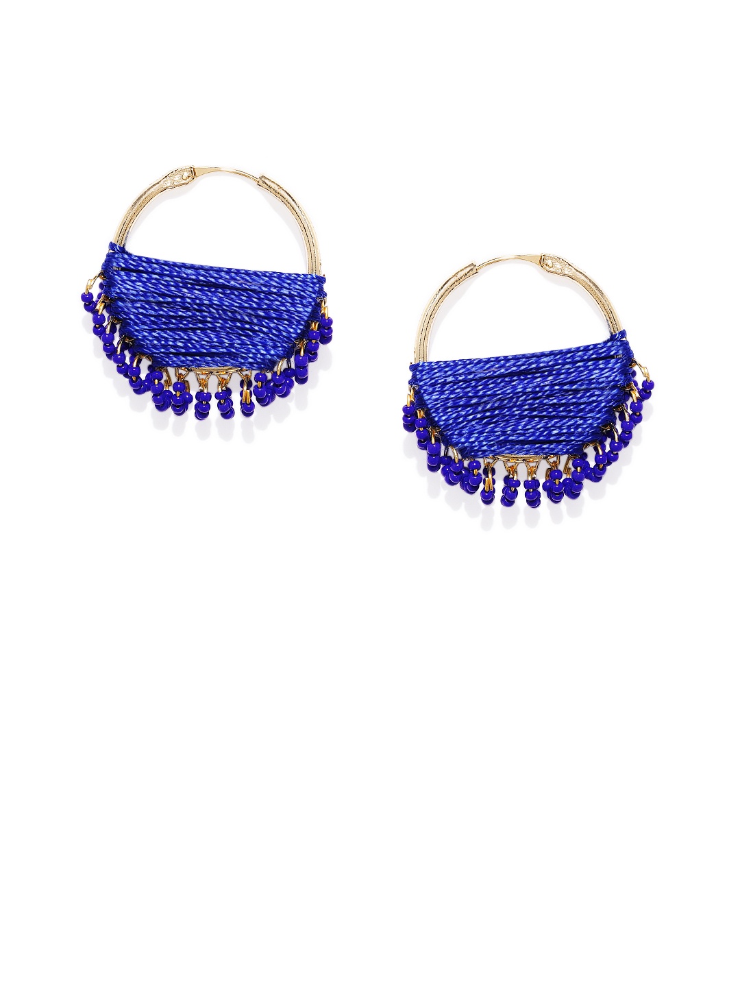 

AccessHer Blue & Gold-Toned Brass-Plated Circular Hoop Earrings