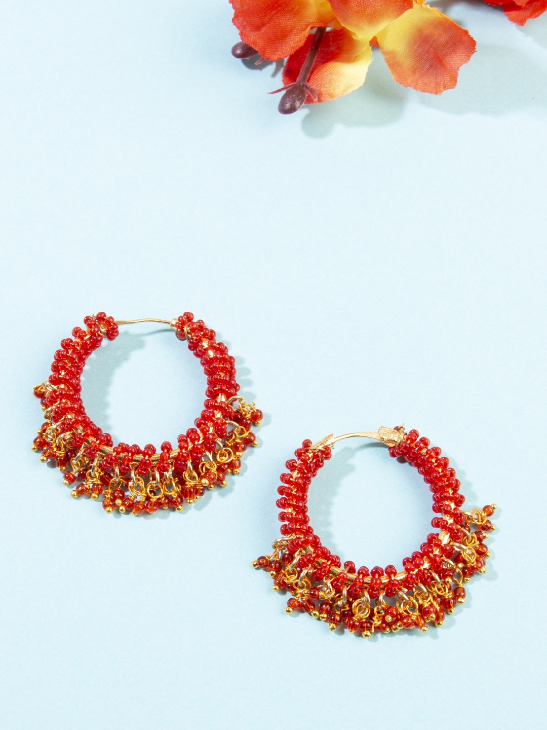 

AccessHer Red Circular Hoop Earrings
