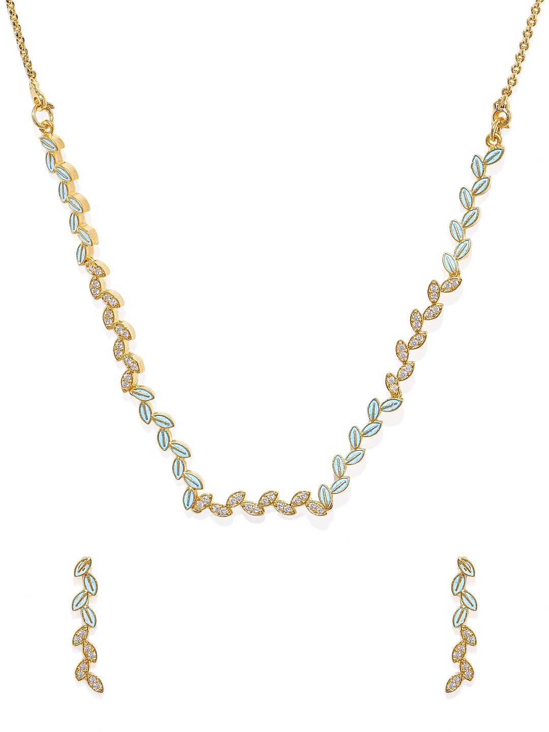 

AccessHer Gold-Plated & Blue CZ Stone Studded Jewellery Set