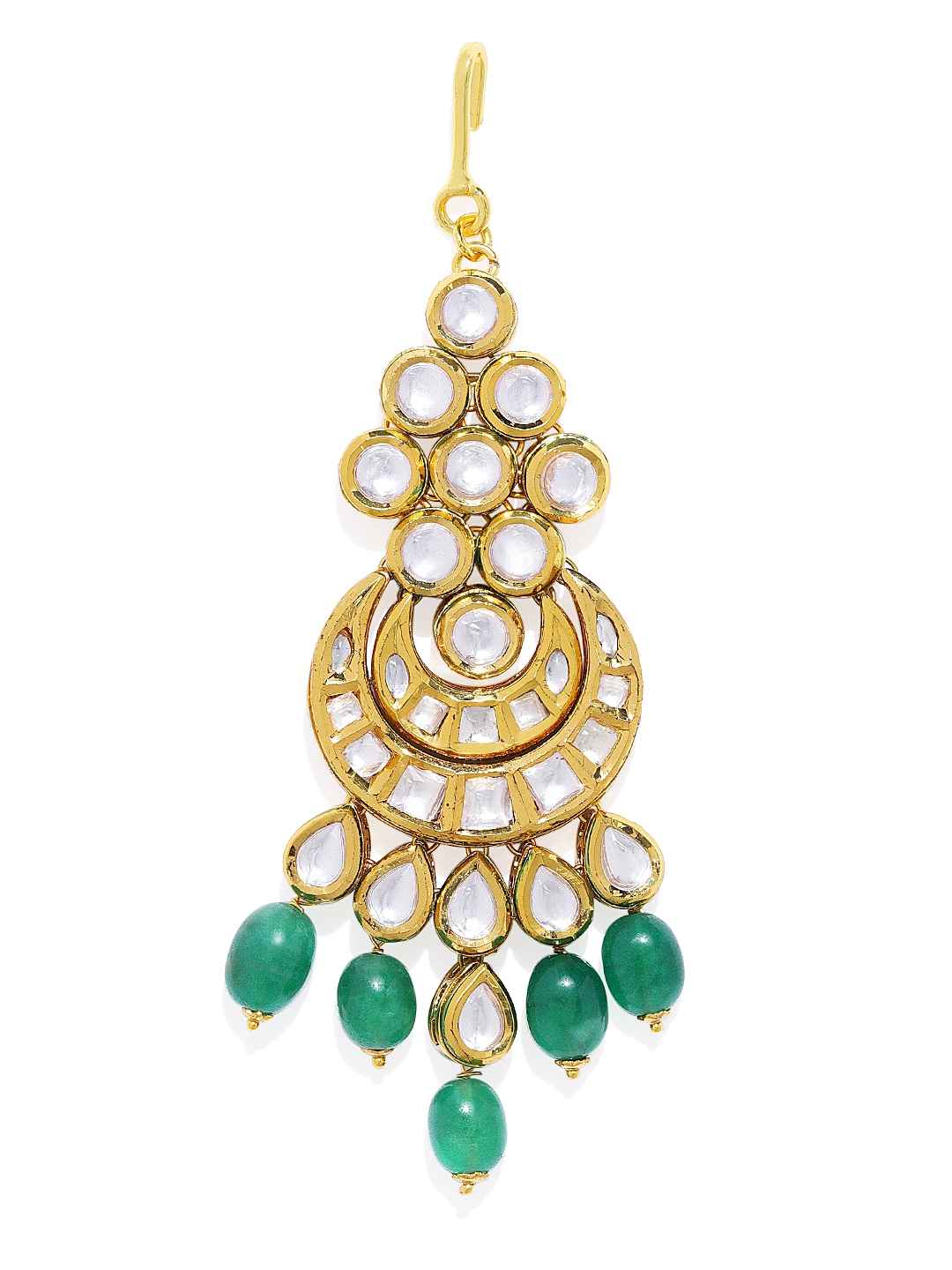 

AccessHer Gold-Toned & Green Vilandi Kundan Jhumar Passa