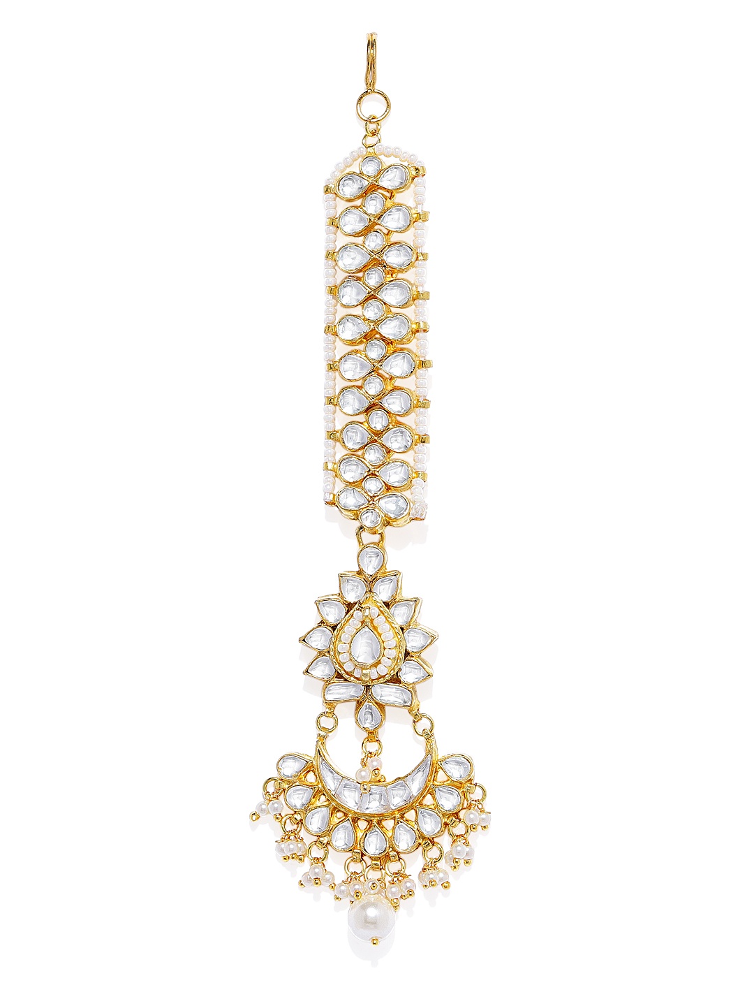 

AccessHer Gold toned & White Kundan Maang Tika