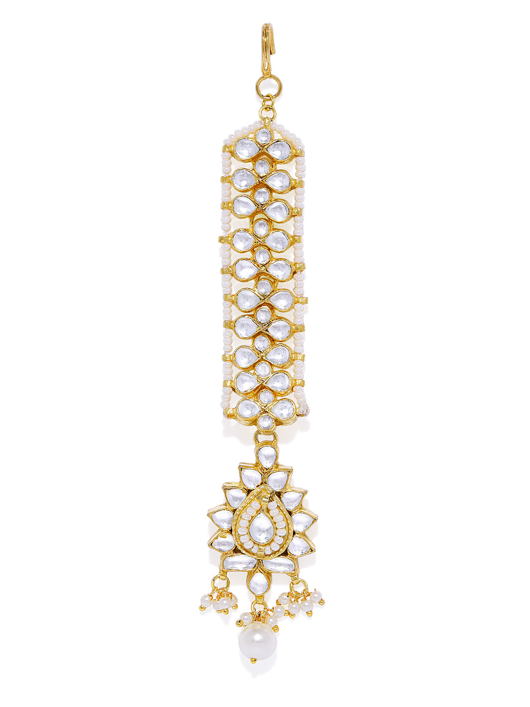

AccessHer Gold toned & White Kundan Maang Tika