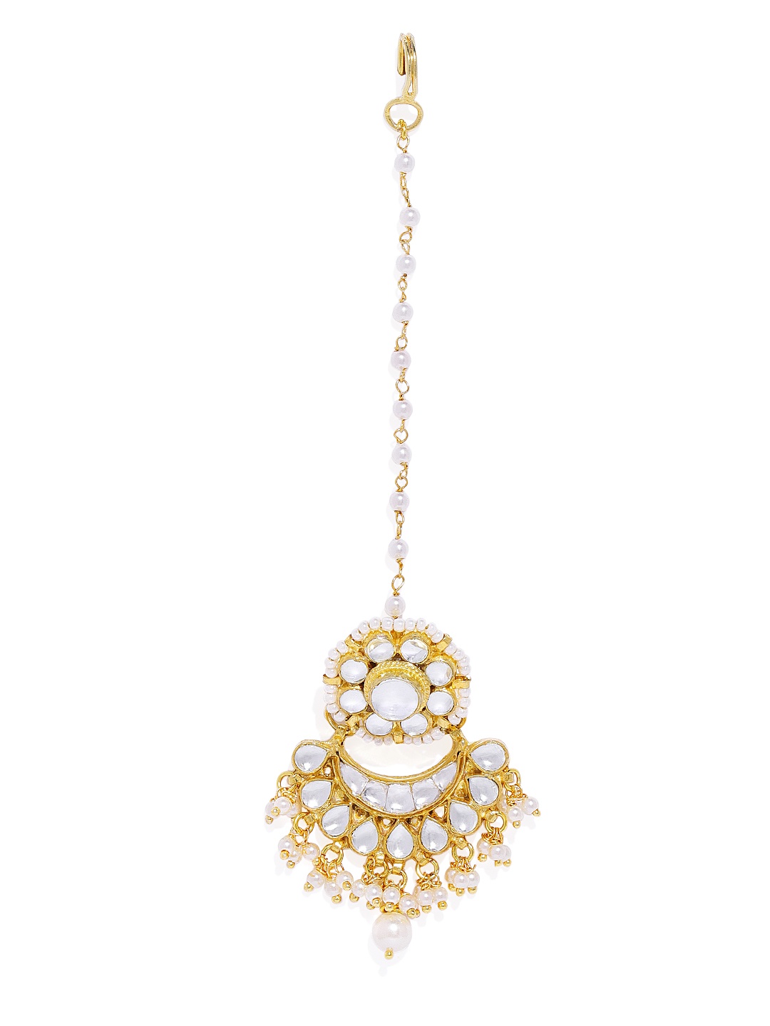 

AccessHer Gold toned & White Kundan Maang Tika