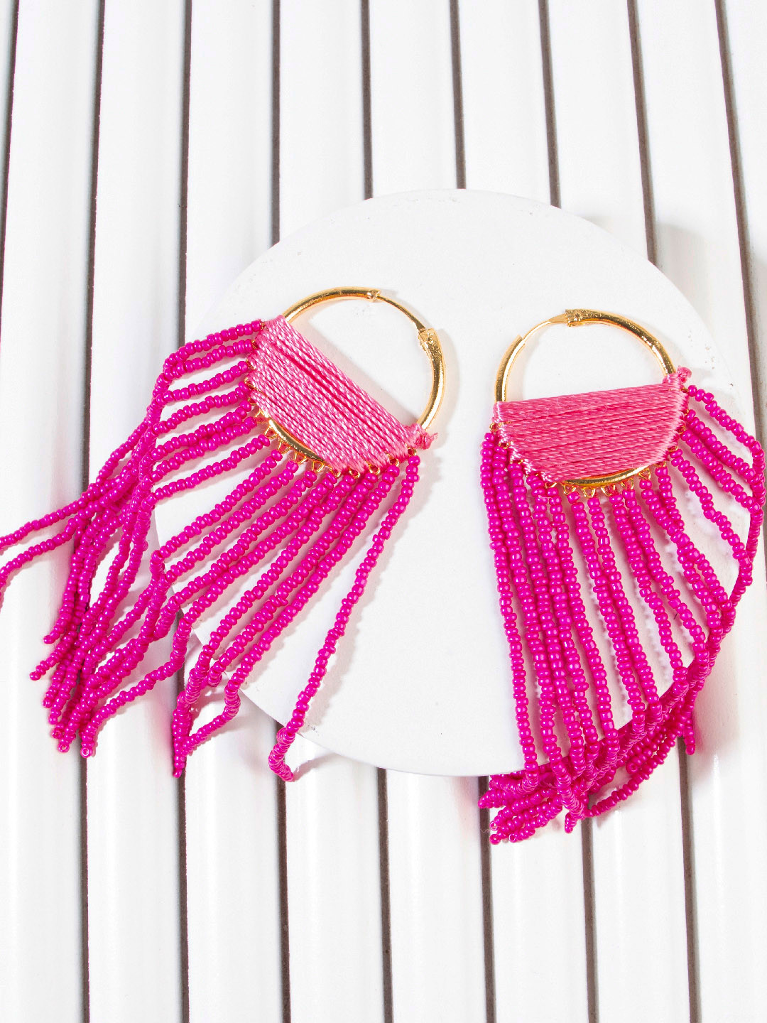 

AccessHer Pink Circular Hoop Earrings