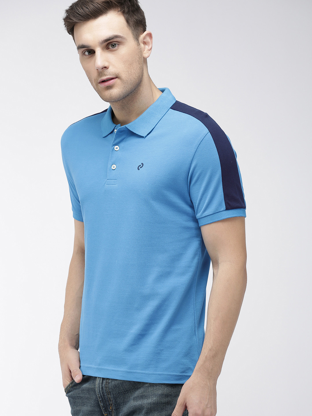 

Denizen From Levis Men Blue Solid Polo Collar Pure Cotton T-shirt