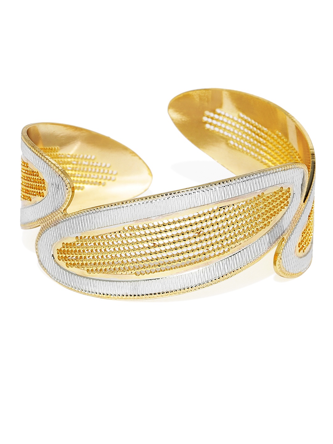 

22 KT Gold-Plated & Silver-Toned Textured Cuff Bracelet