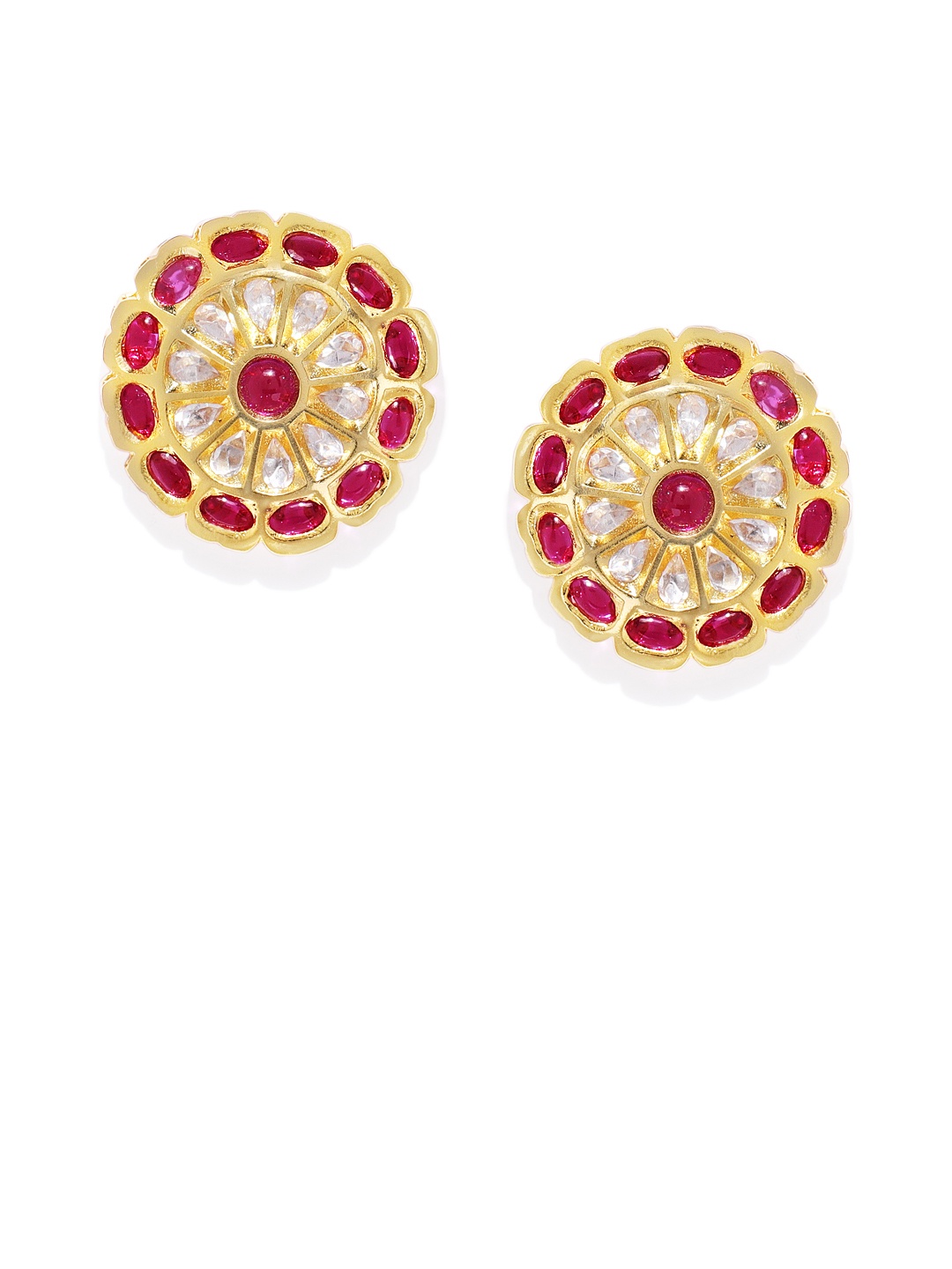 

AccessHer Gold-Toned & Pink Circular Studs