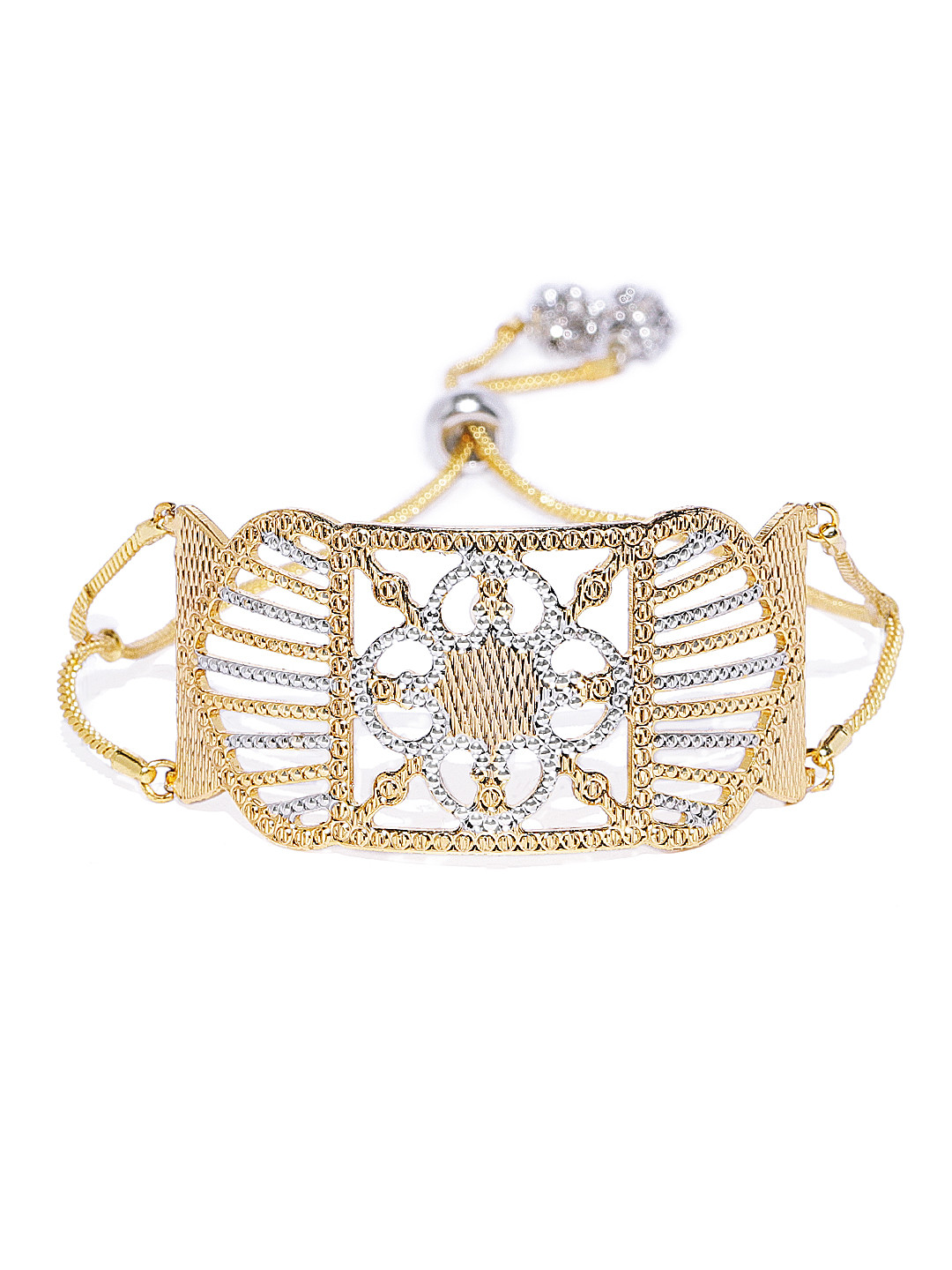 

22 KT Gold-Plated & Silver-Toned Textured Bracelet