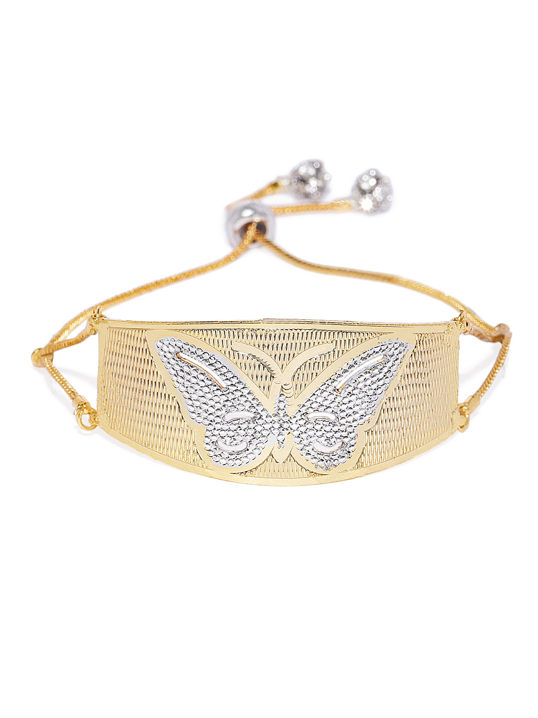 

22 KT Gold-Plated & Silver-Toned Textured Bracelet